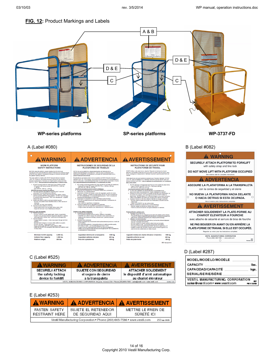Vestil WP User Manual | Page 14 / 16
