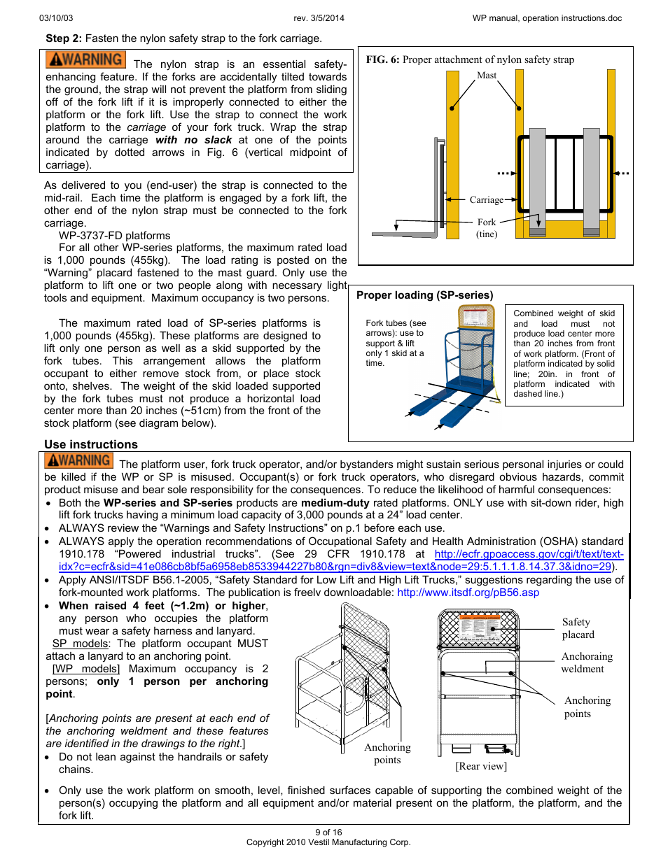 Vestil WP User Manual | Page 9 / 16
