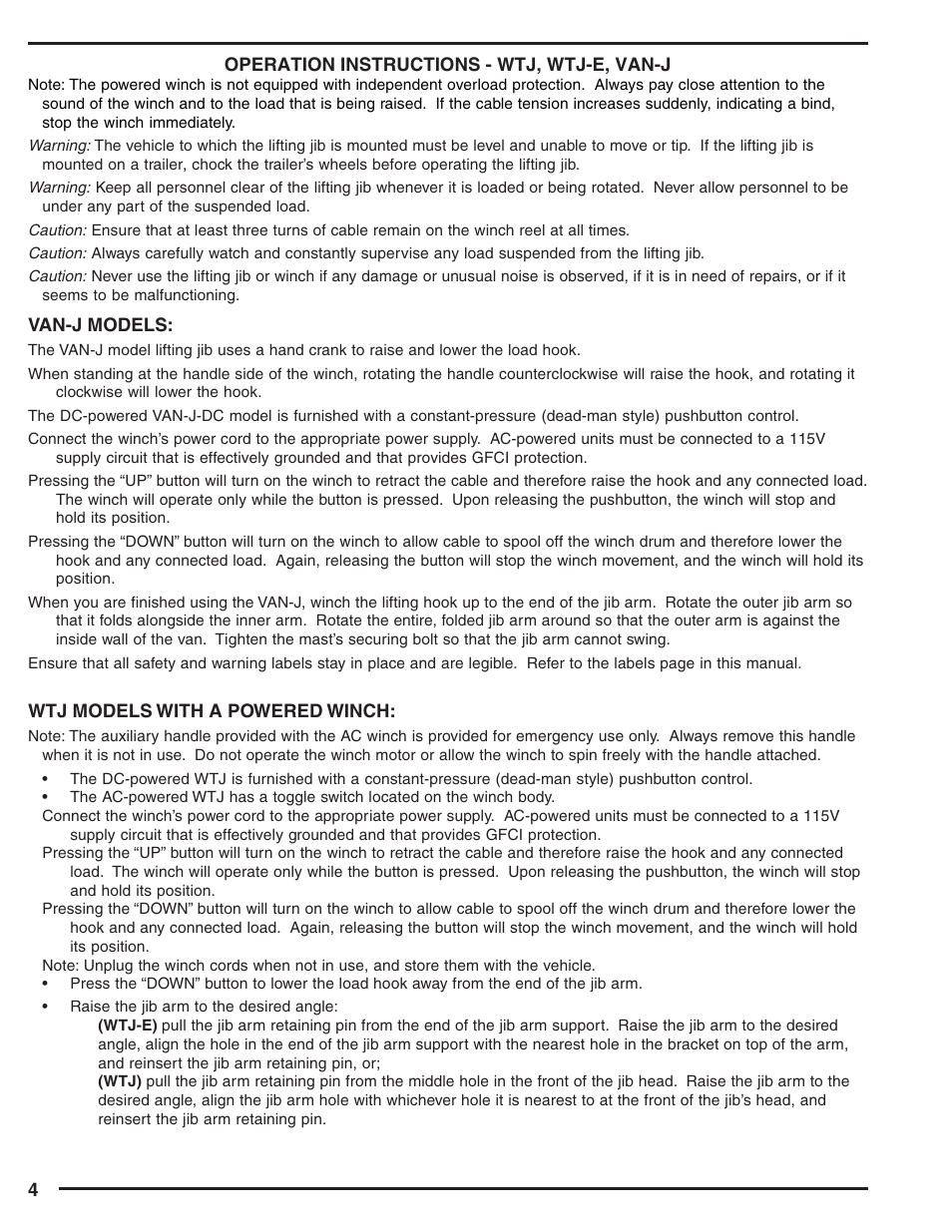 Vestil WTJ User Manual | Page 4 / 24