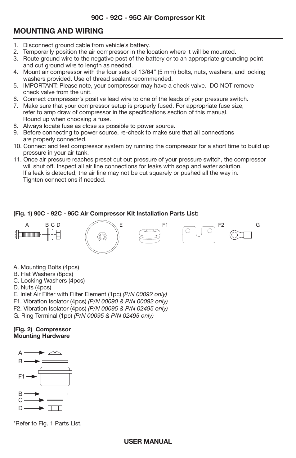 Mounting and wiring | VIAIR 95C User Manual | Page 3 / 8