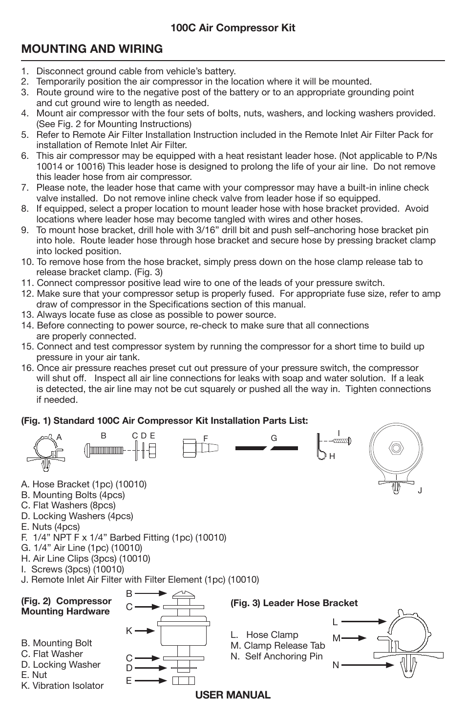 Mounting and wiring | VIAIR 100C User Manual | Page 3 / 8