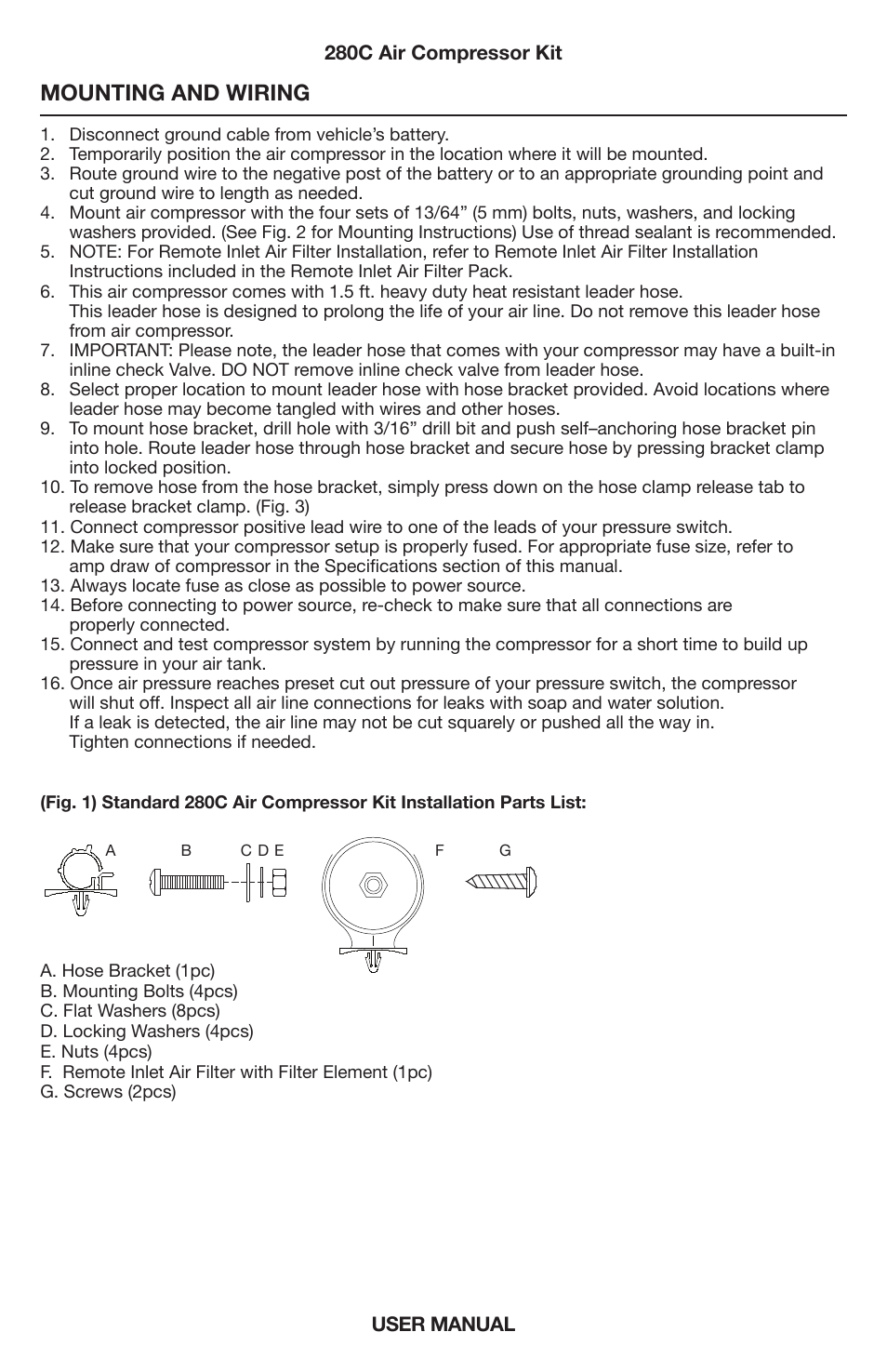 Mounting and wiring | VIAIR 280C User Manual | Page 3 / 8