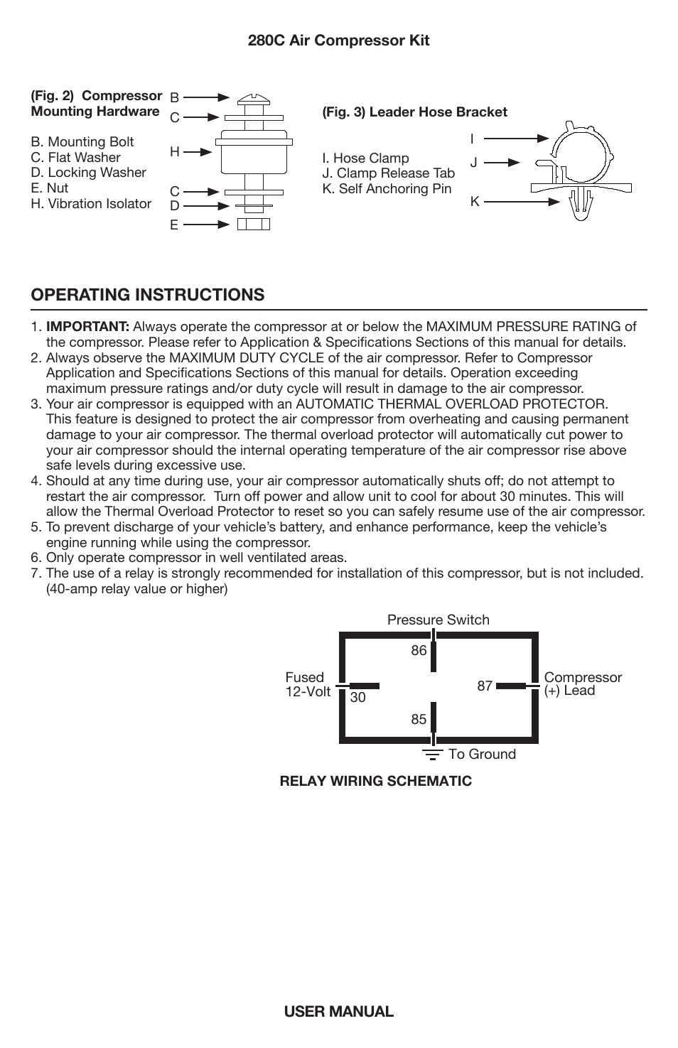 Operating instructions | VIAIR 280C User Manual | Page 4 / 8