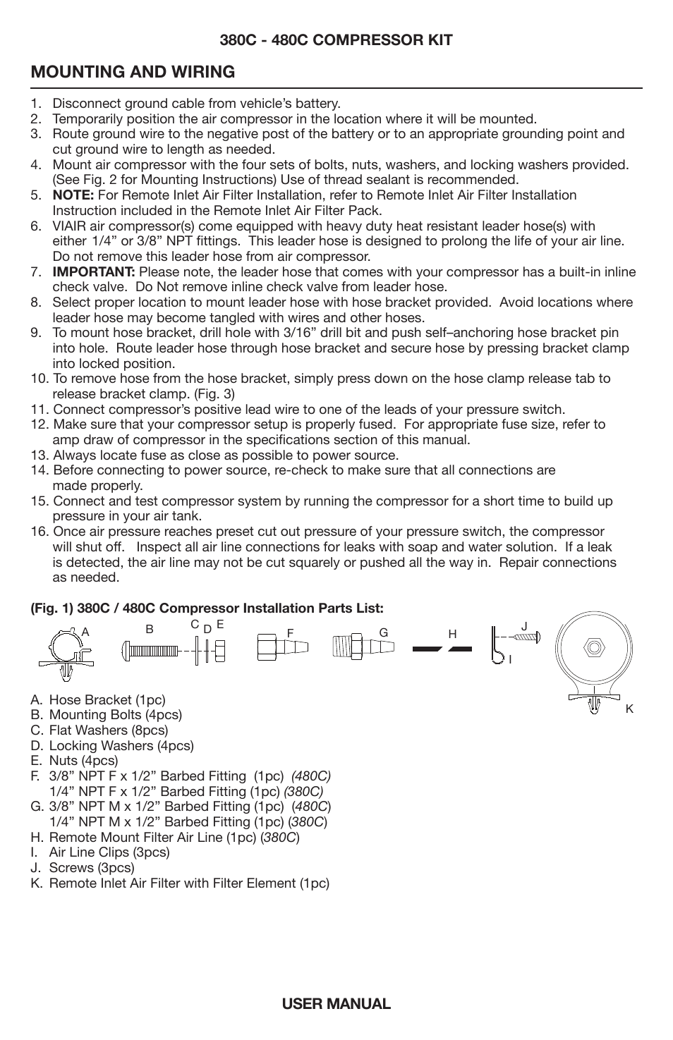 Mounting and wiring | VIAIR 480C User Manual | Page 3 / 8