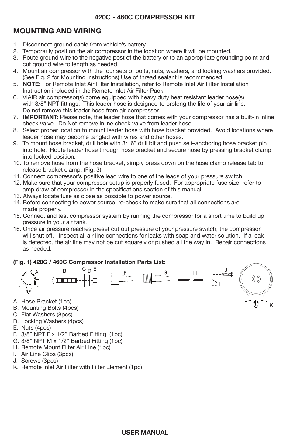 Mounting and wiring | VIAIR 460C User Manual | Page 3 / 8