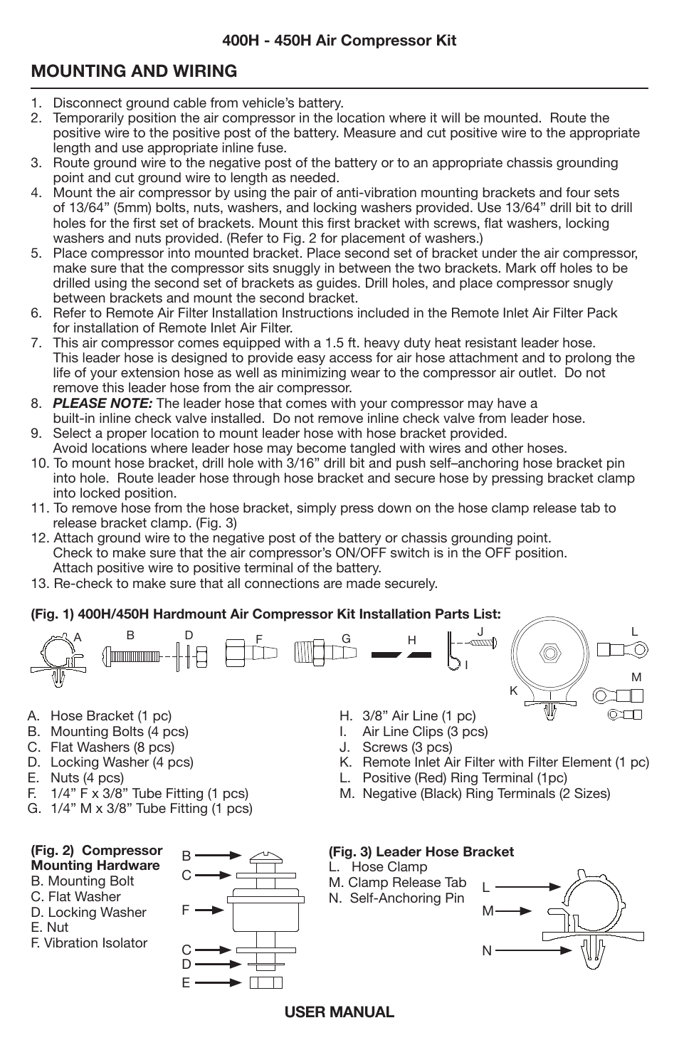 Mounting and wiring | VIAIR 450H User Manual | Page 3 / 8