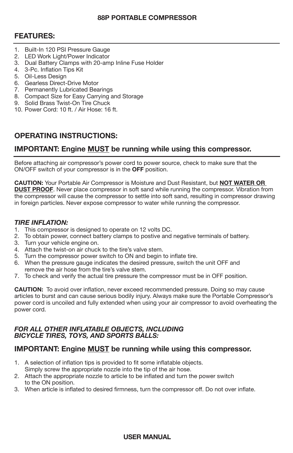 Features | VIAIR 88P User Manual | Page 3 / 4