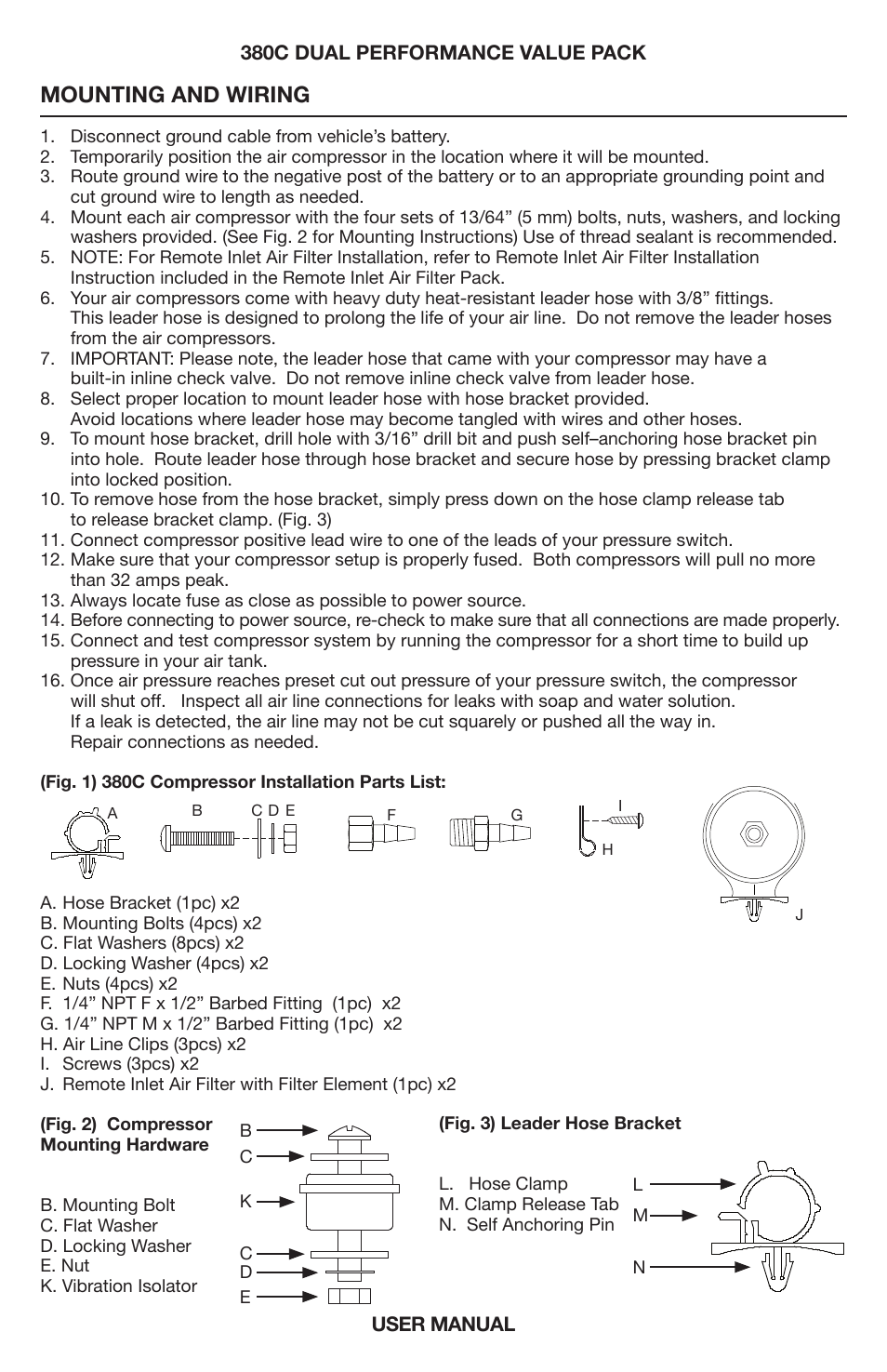 Mounting and wiring | VIAIR 380C Dual User Manual | Page 3 / 8