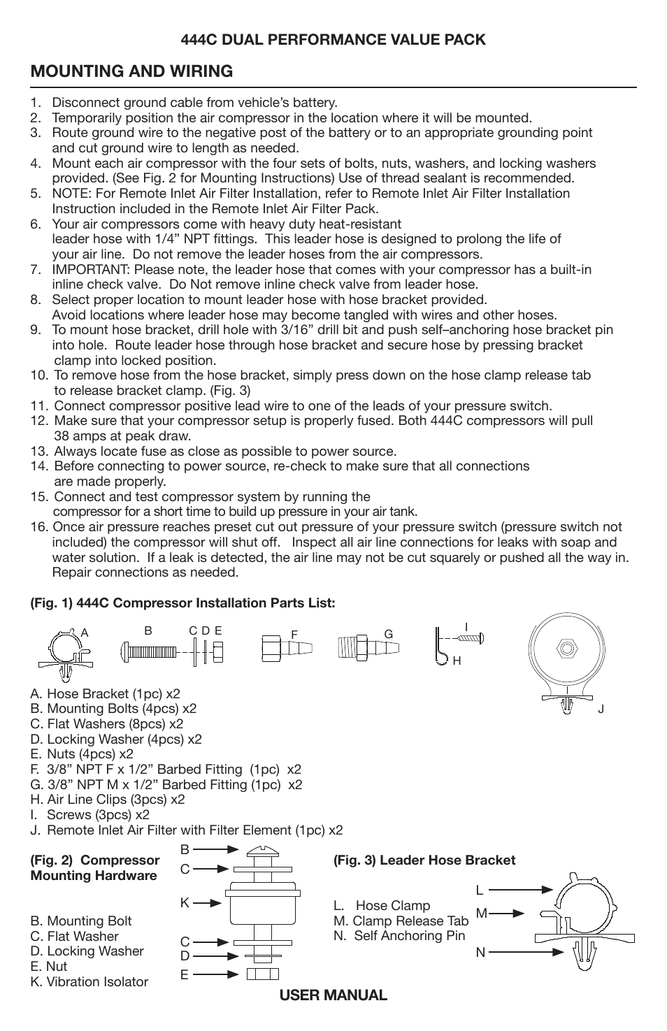 Mounting and wiring | VIAIR 444C Dual User Manual | Page 3 / 8