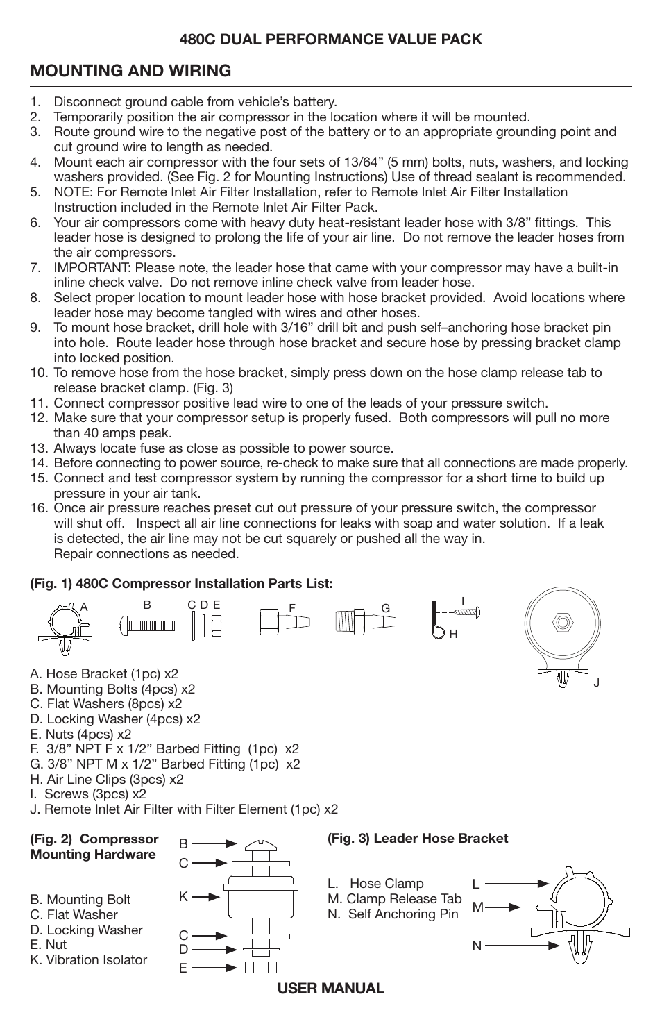Mounting and wiring | VIAIR 480C Dual User Manual | Page 3 / 8