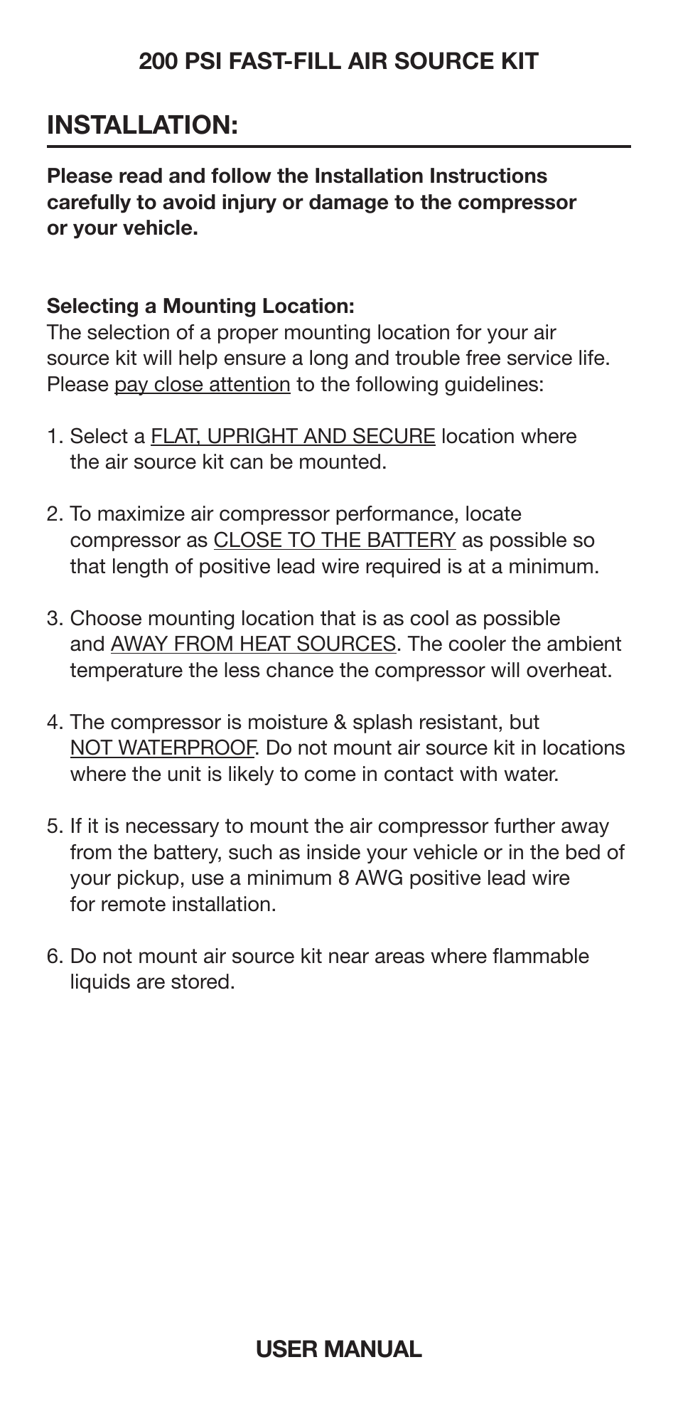 Installation | VIAIR 200 PSI Fast-Fill User Manual | Page 3 / 10