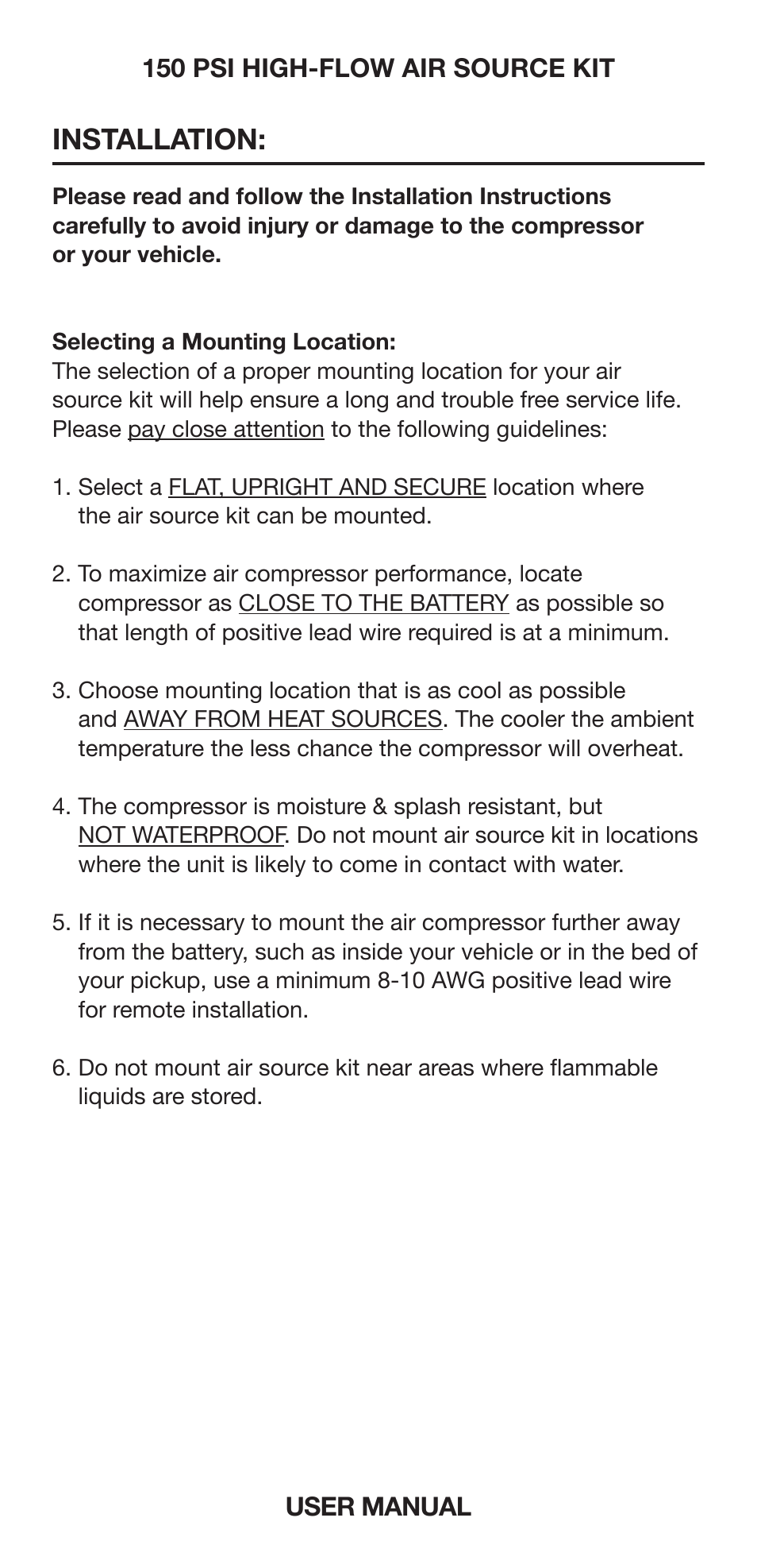 Installation | VIAIR 150 PSI High-Flow User Manual | Page 3 / 10