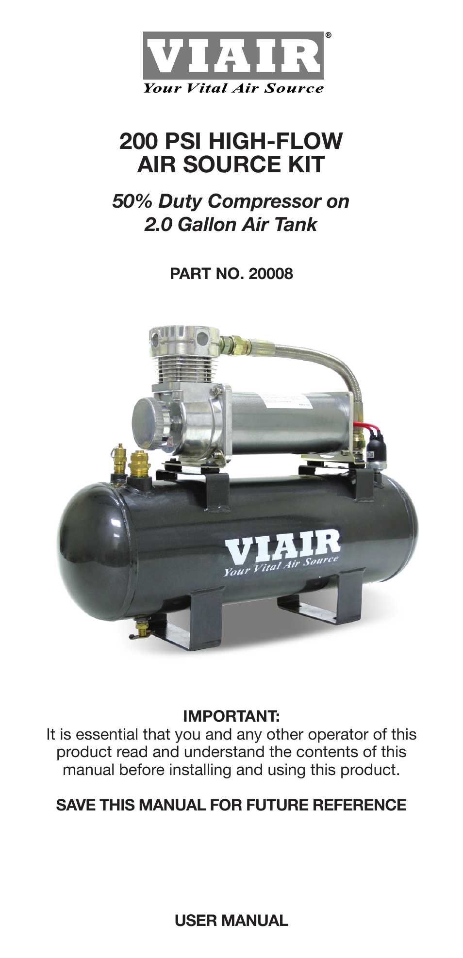 VIAIR 200 PSI High-Flow User Manual | 10 pages