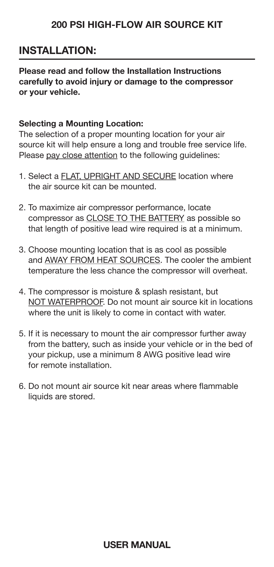 Installation | VIAIR 200 PSI High-Flow User Manual | Page 3 / 10