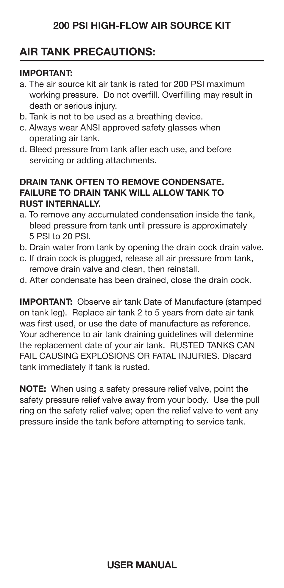 Air tank precautions | VIAIR 200 PSI High-Flow User Manual | Page 6 / 10