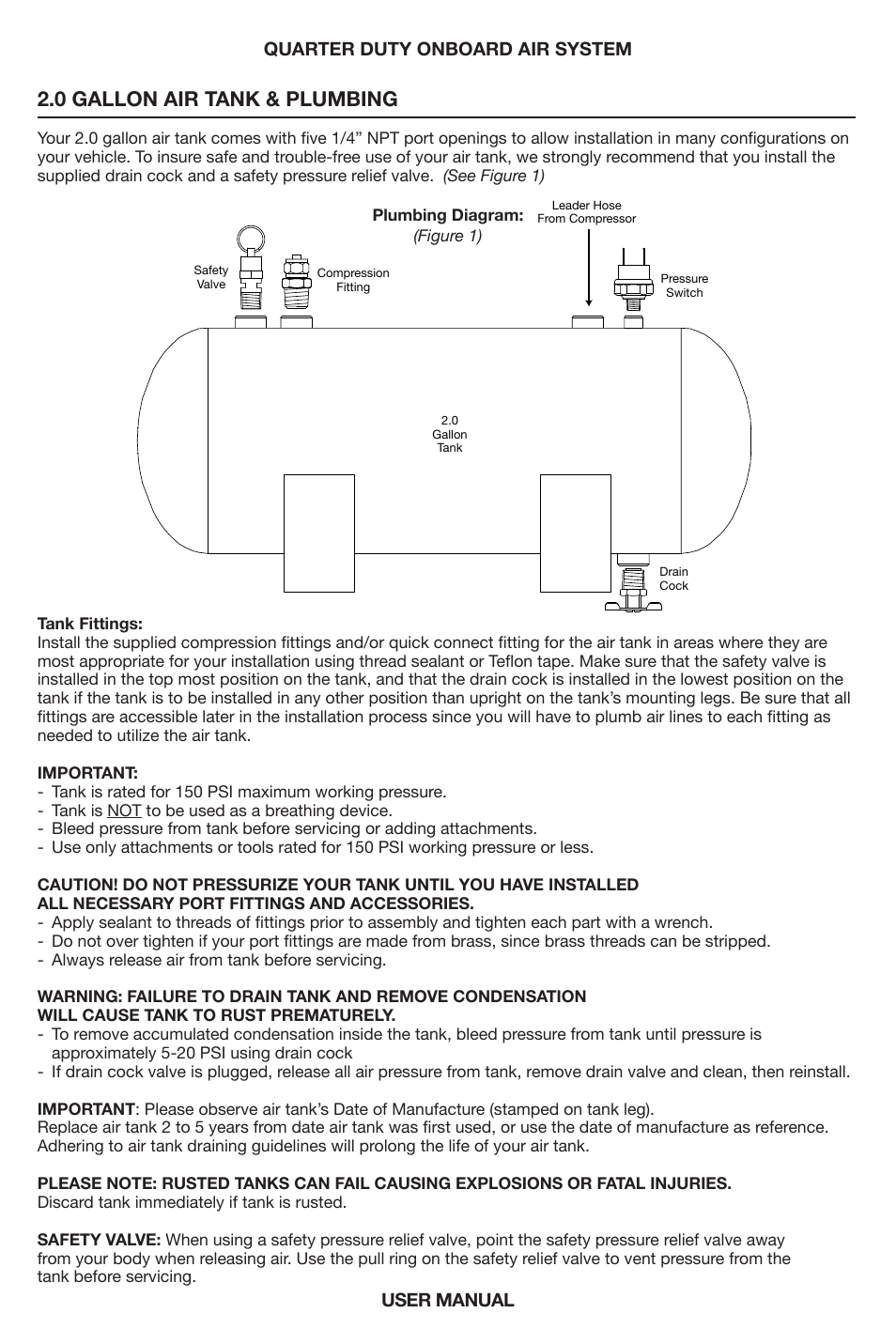 0 gallon air tank & plumbing | VIAIR Quarter Duty OBA User Manual | Page 3 / 8