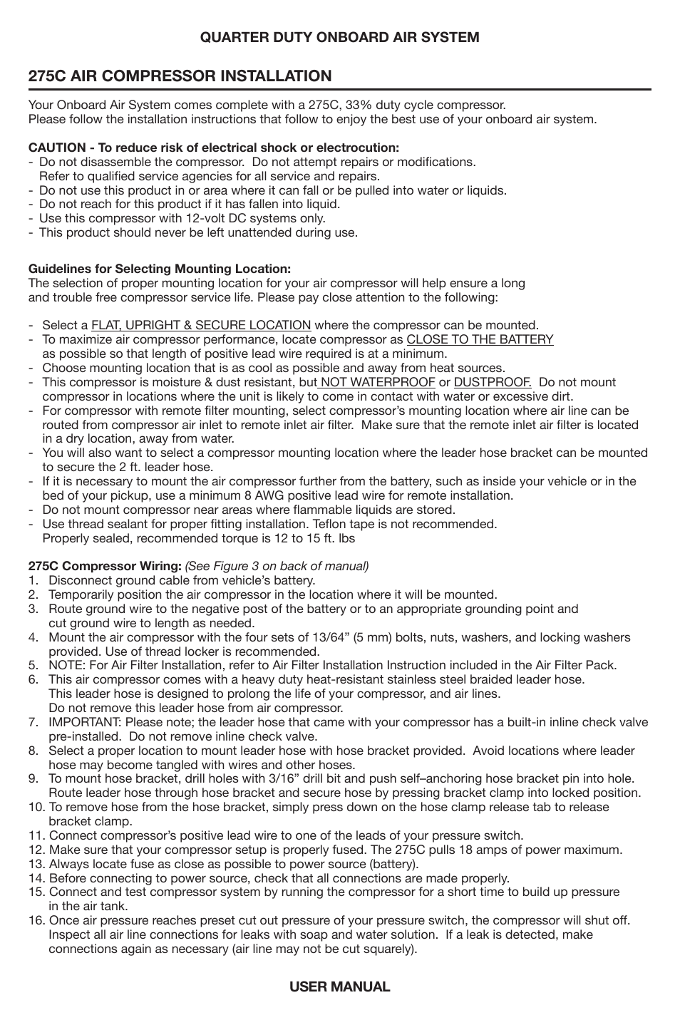 275c air compressor installation | VIAIR Quarter Duty OBA User Manual | Page 4 / 8