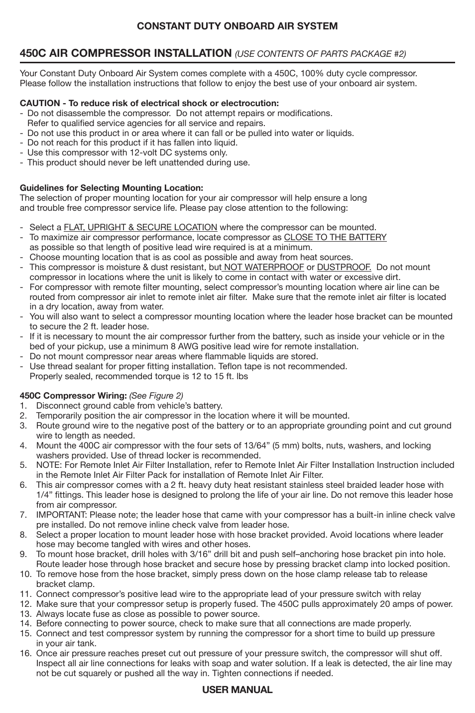450c air compressor installation | VIAIR Constant Duty OBA User Manual | Page 4 / 11