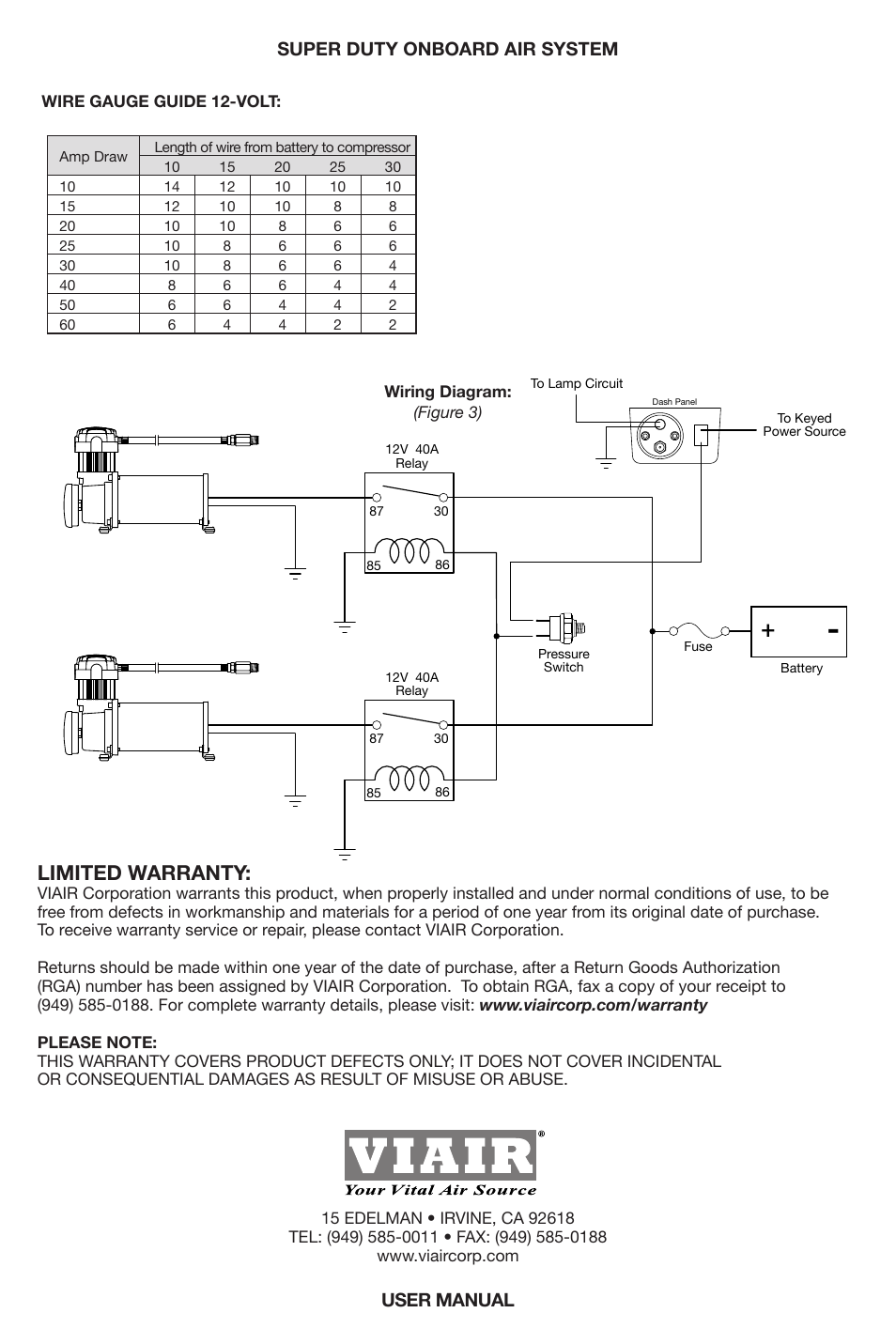 Limited warranty | VIAIR Super Duty OBA User Manual | Page 12 / 12