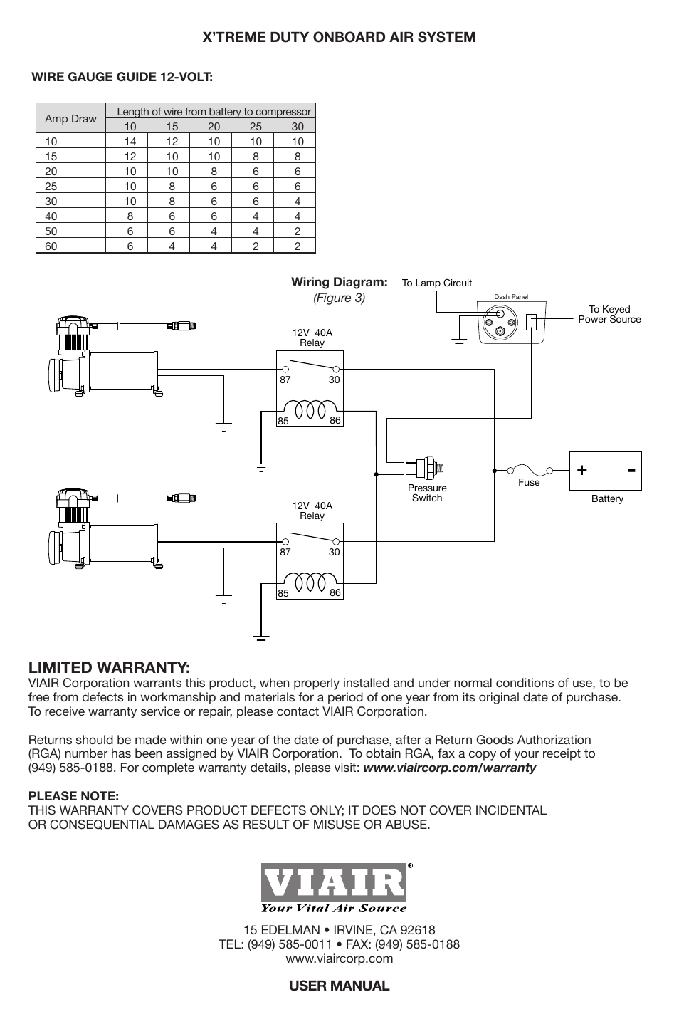 Limited warranty | VIAIR X'Treme Duty OBA User Manual | Page 12 / 12