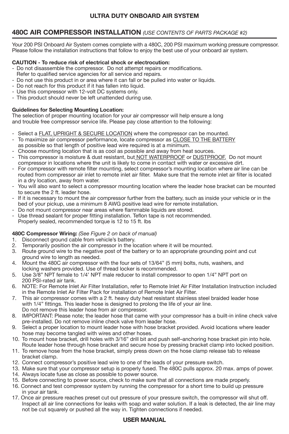 480c air compressor installation | VIAIR Ultra Duty OBA User Manual | Page 5 / 11