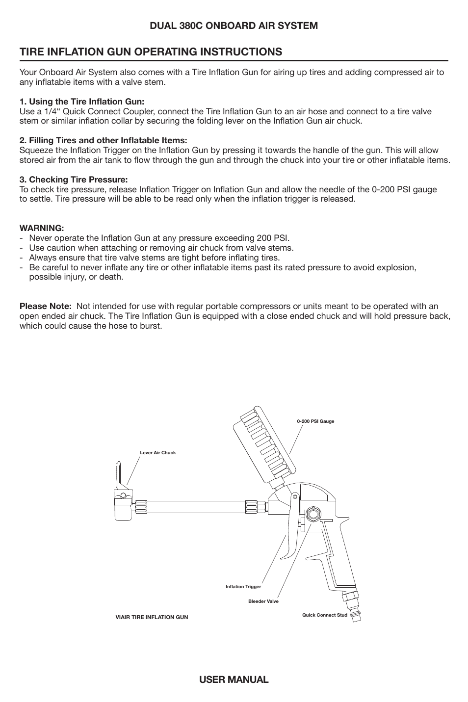 Tire inflation gun operating instructions | VIAIR Dual 380C OBA User Manual | Page 8 / 12