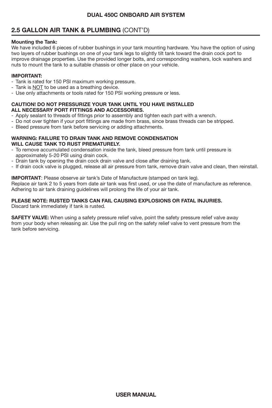 5 gallon air tank & plumbing (cont’d) | VIAIR Dual 450C OBA User Manual | Page 4 / 12