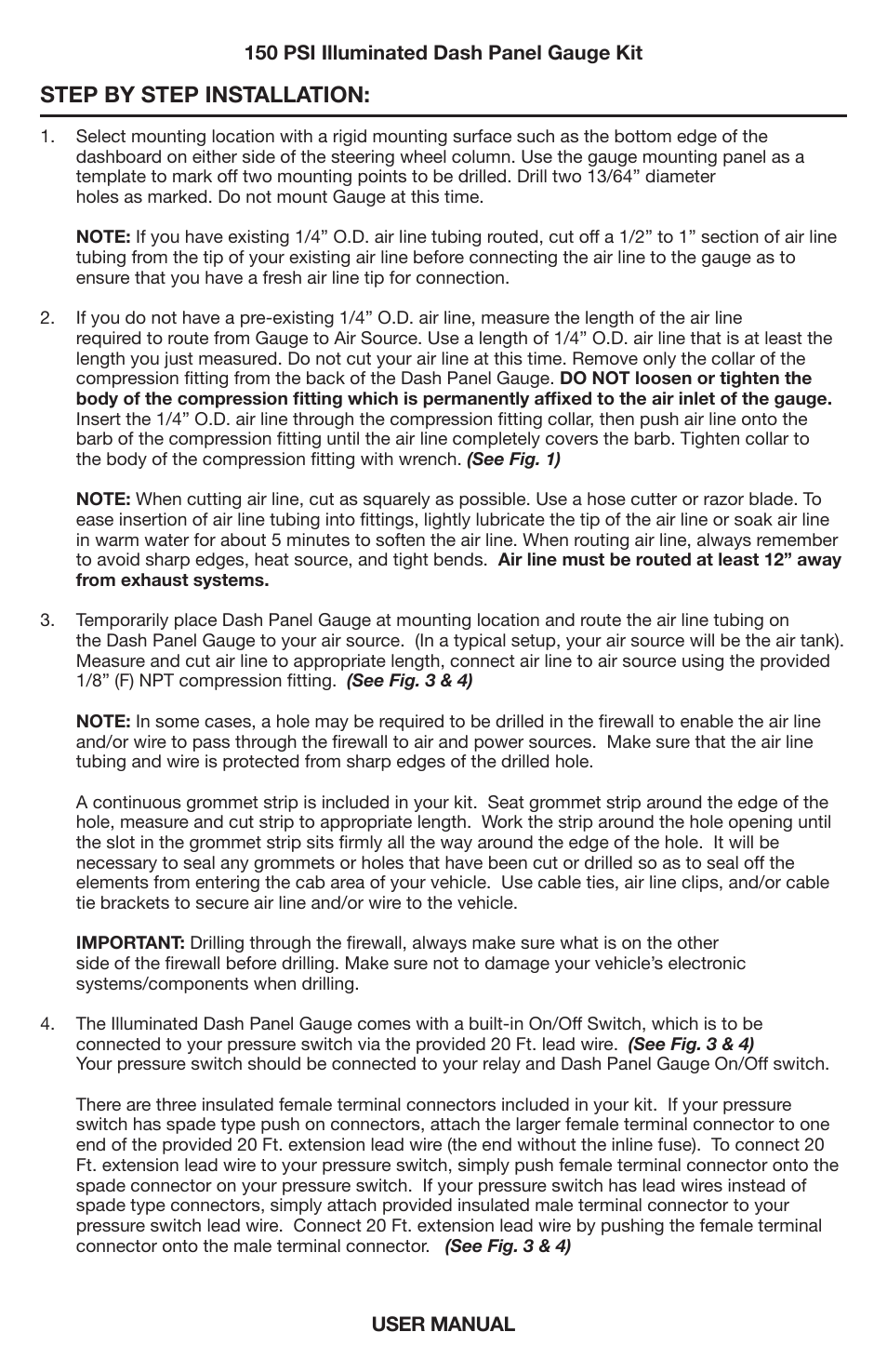 Step by step installation | VIAIR Illuminated Dash Panel Gauge (10061 & 20062) User Manual | Page 4 / 8