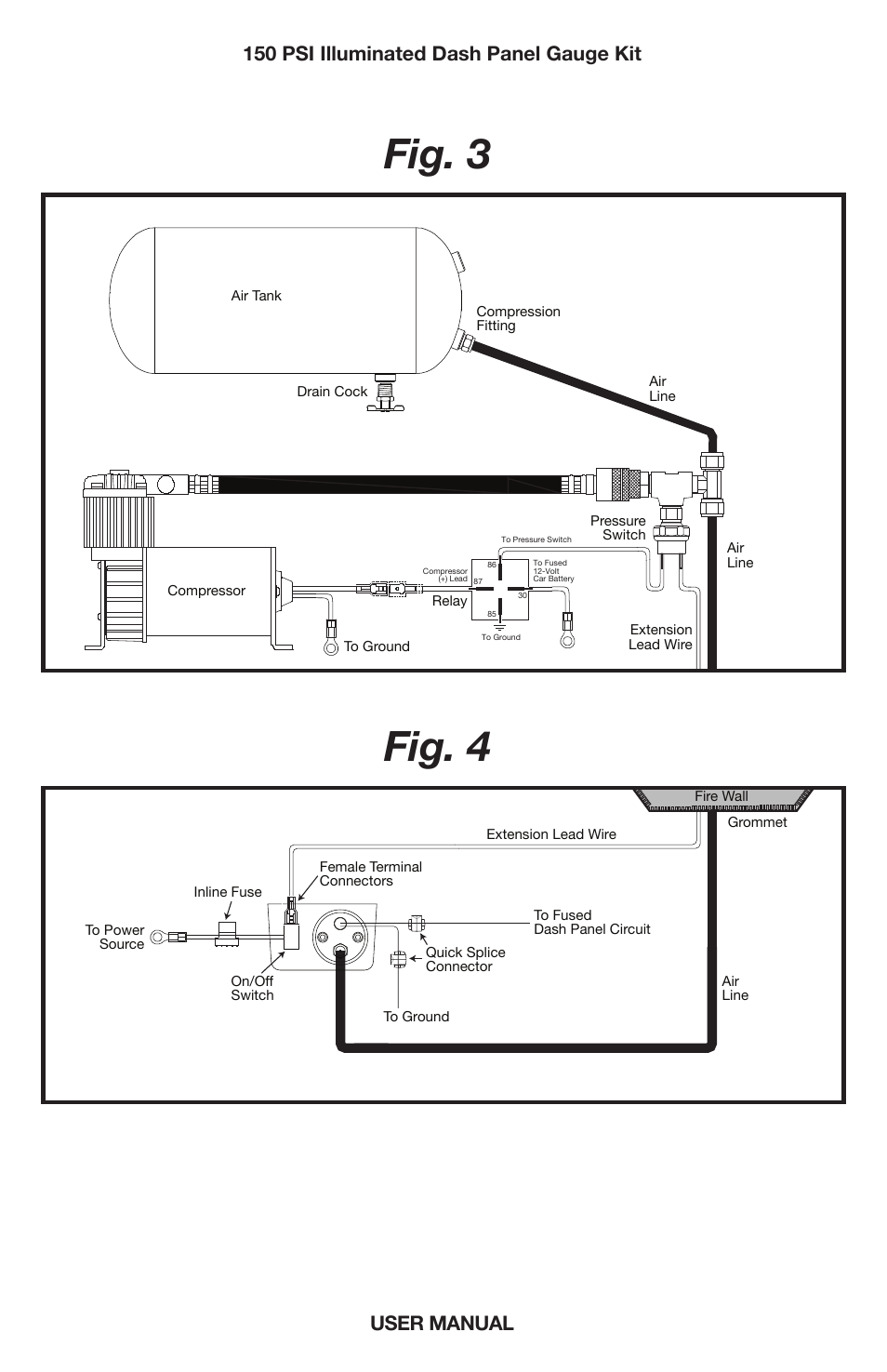 Fig. 3 fig. 4 | VIAIR Illuminated Dash Panel Gauge (10061 & 20062) User Manual | Page 7 / 8
