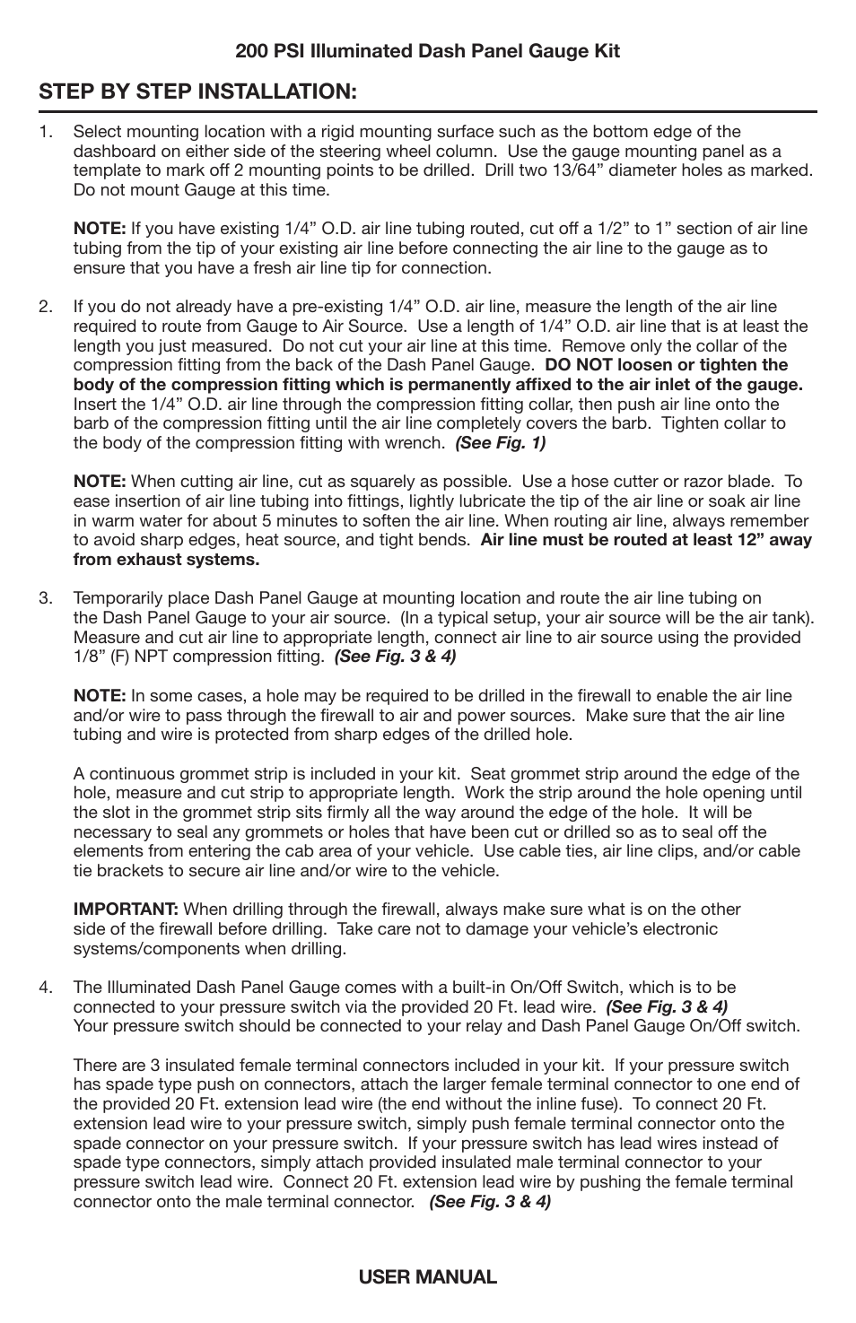 Step by step installation | VIAIR Illuminated Dash Panel Gauge (20065) User Manual | Page 4 / 8