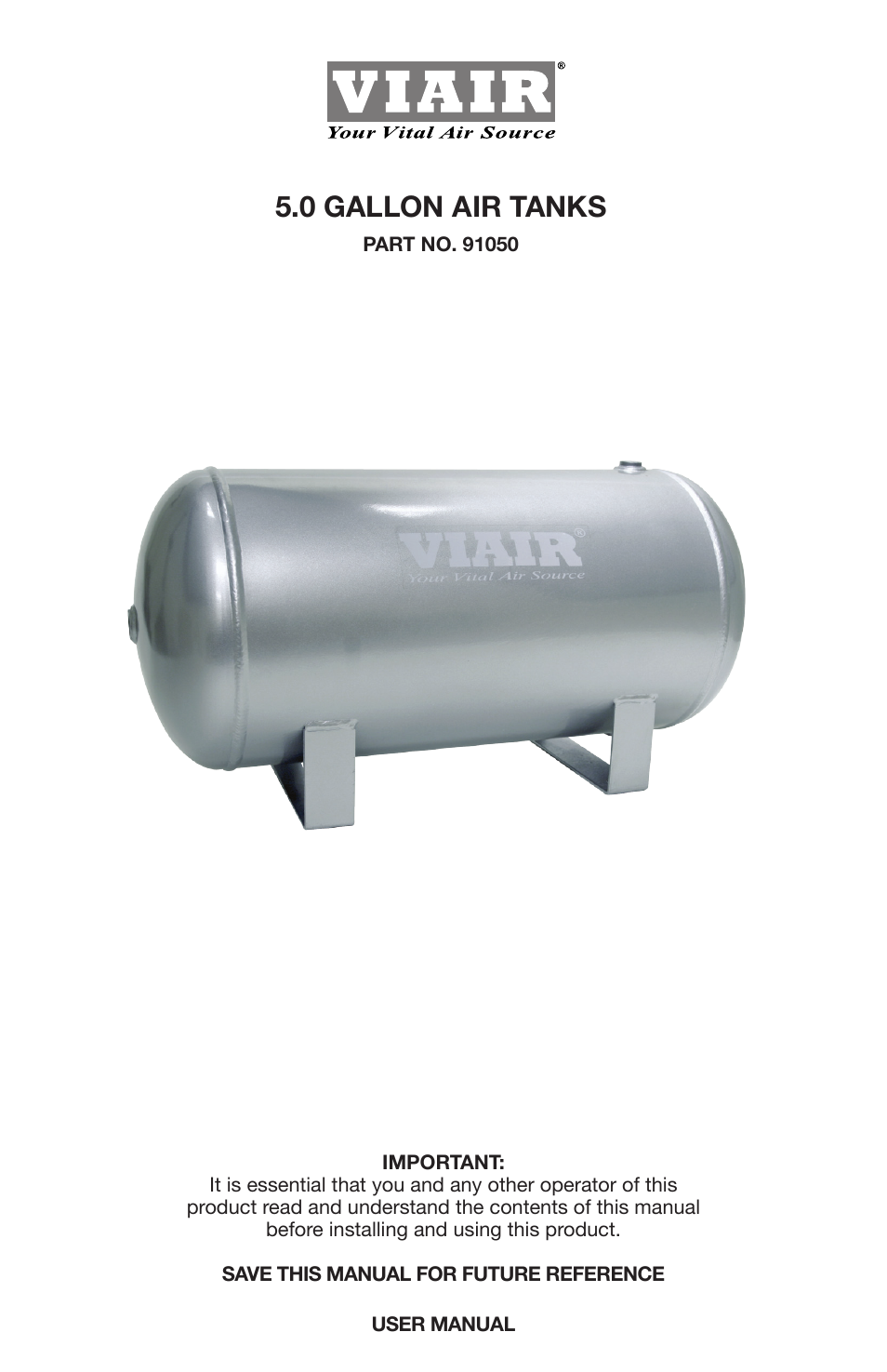 VIAIR Air Tank 5.0 Gallon User Manual | 4 pages