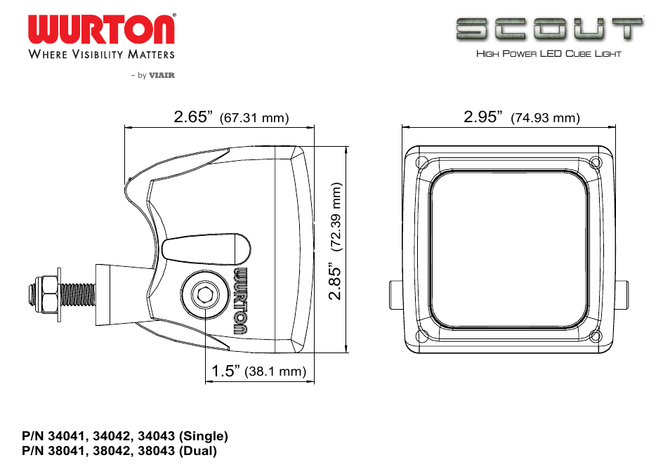 VIAIR LED Cube Light 5-Watt User Manual | 1 page
