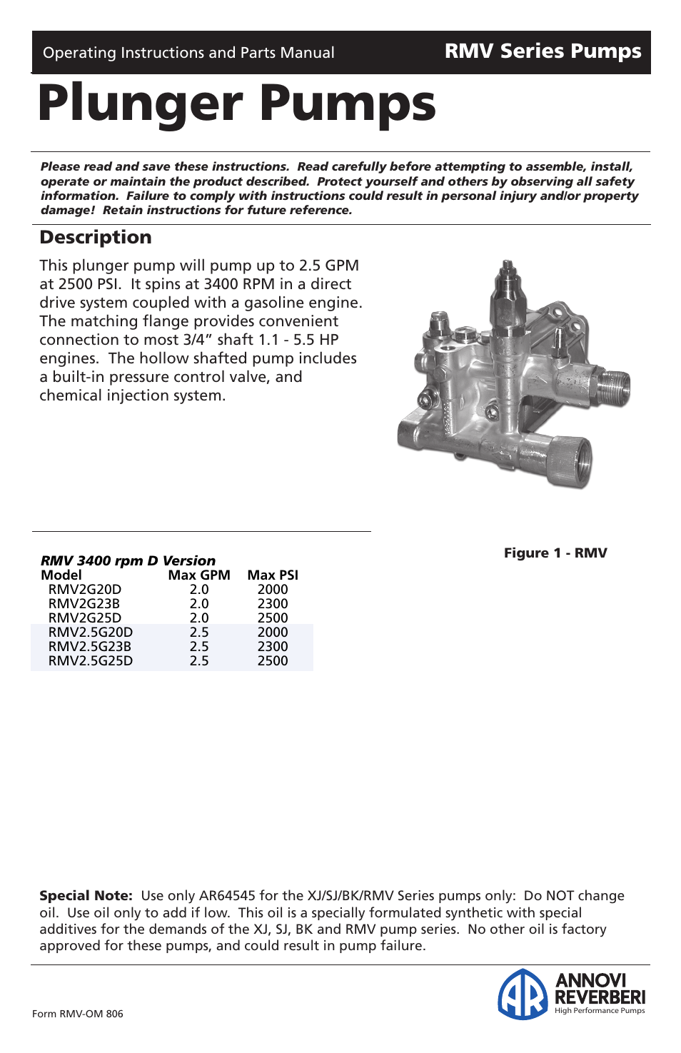Vortexx RMV Series User Manual | 15 pages