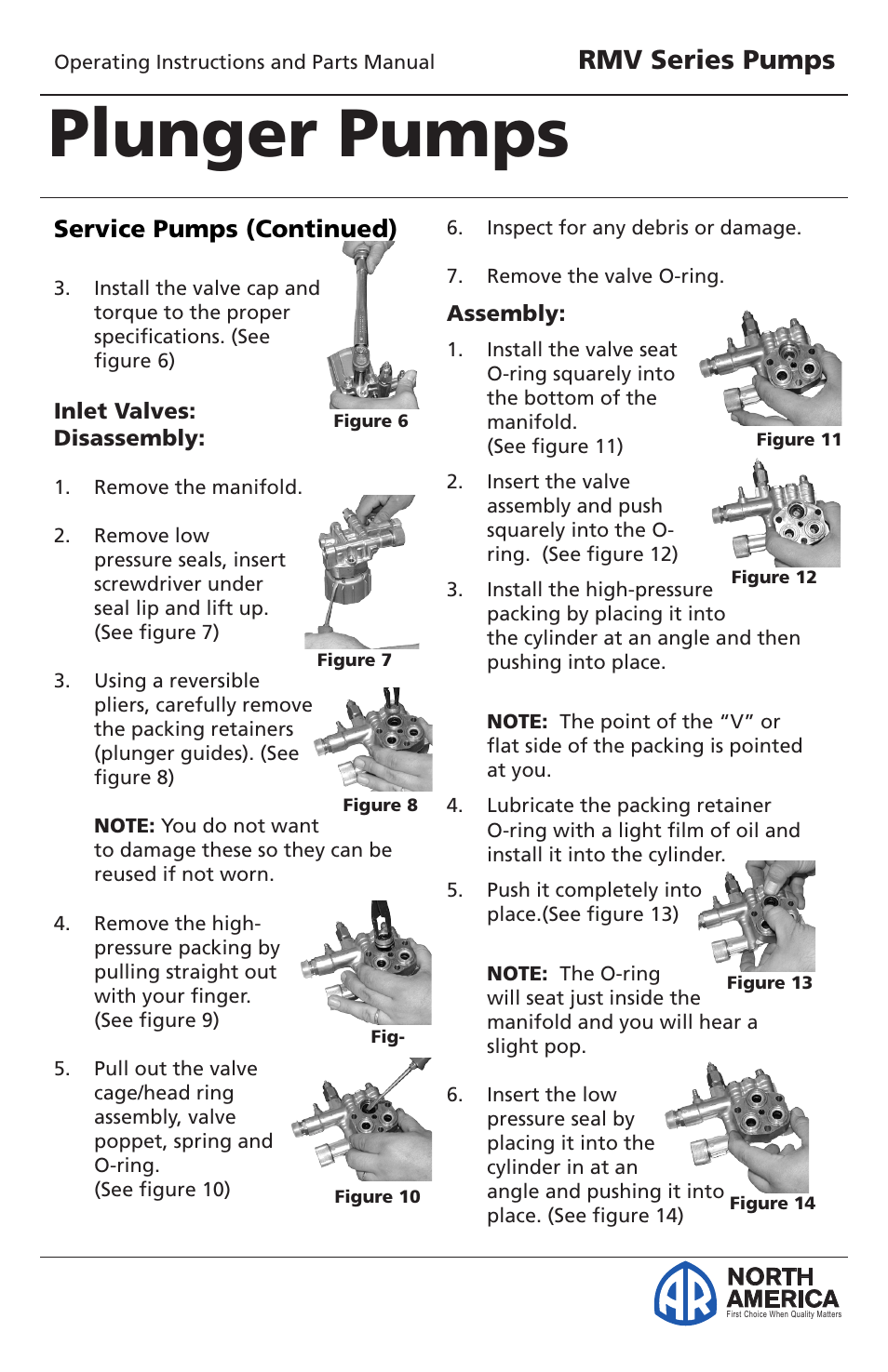 Plunger pumps, Rmv series pumps, North america | Service pumps (continued) | Vortexx RMV Series User Manual | Page 7 / 15