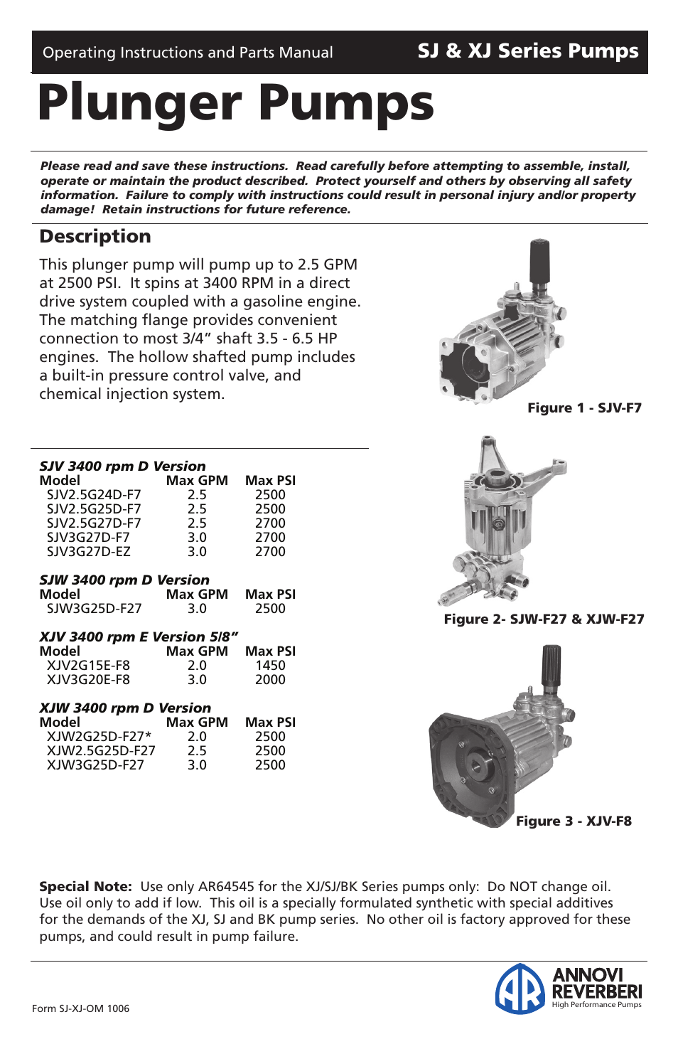 Vortexx SJ & XJ Series User Manual | 18 pages