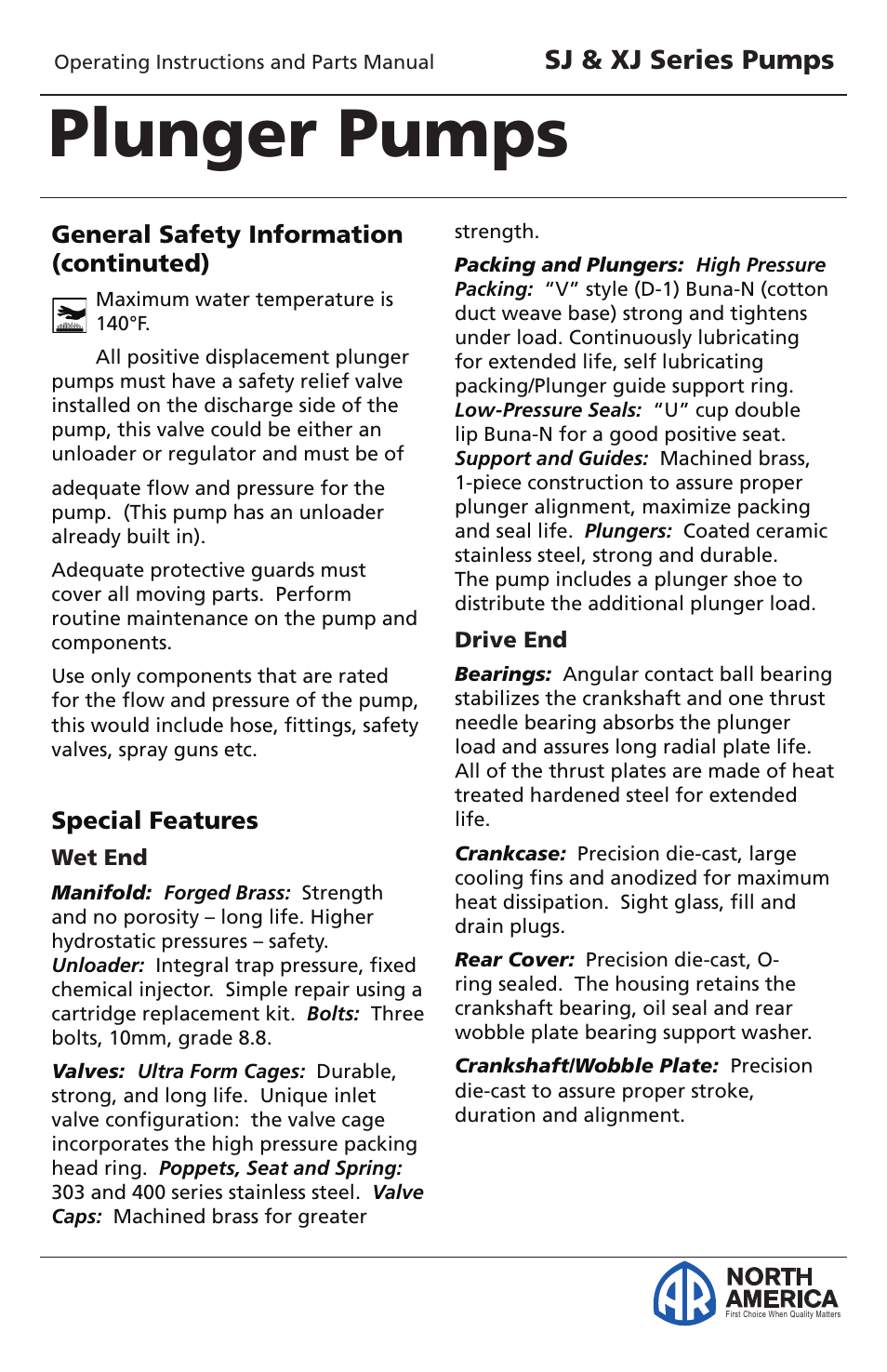 Plunger pumps | Vortexx SJ & XJ Series User Manual | Page 5 / 18
