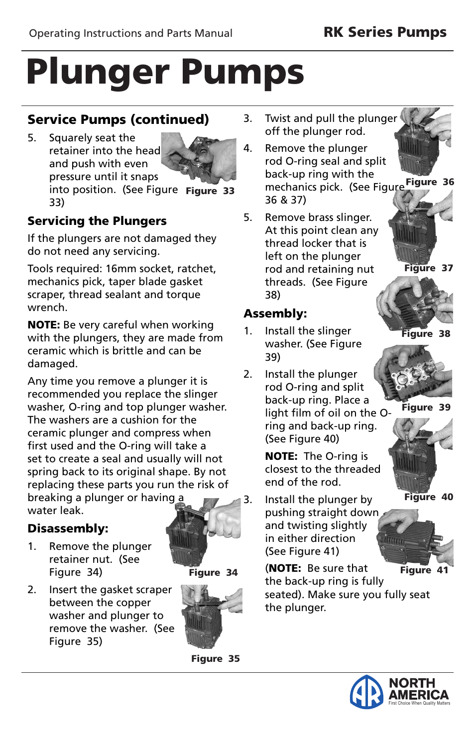 Plunger pumps, Rk series pumps, North america | Service pumps (continued) | Vortexx RK Series User Manual | Page 10 / 21