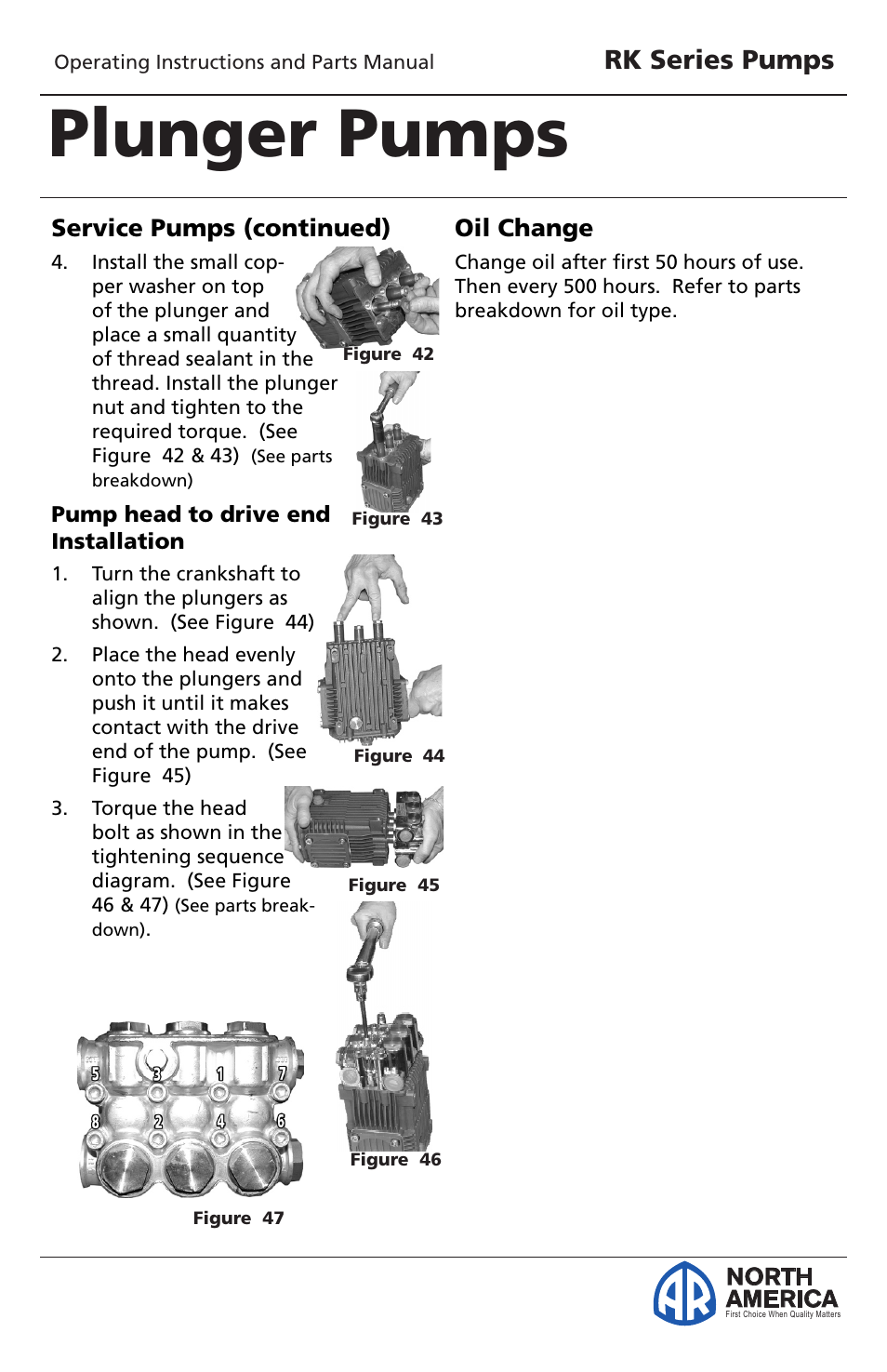 Plunger pumps, Rk series pumps, North america | Vortexx RK Series User Manual | Page 11 / 21