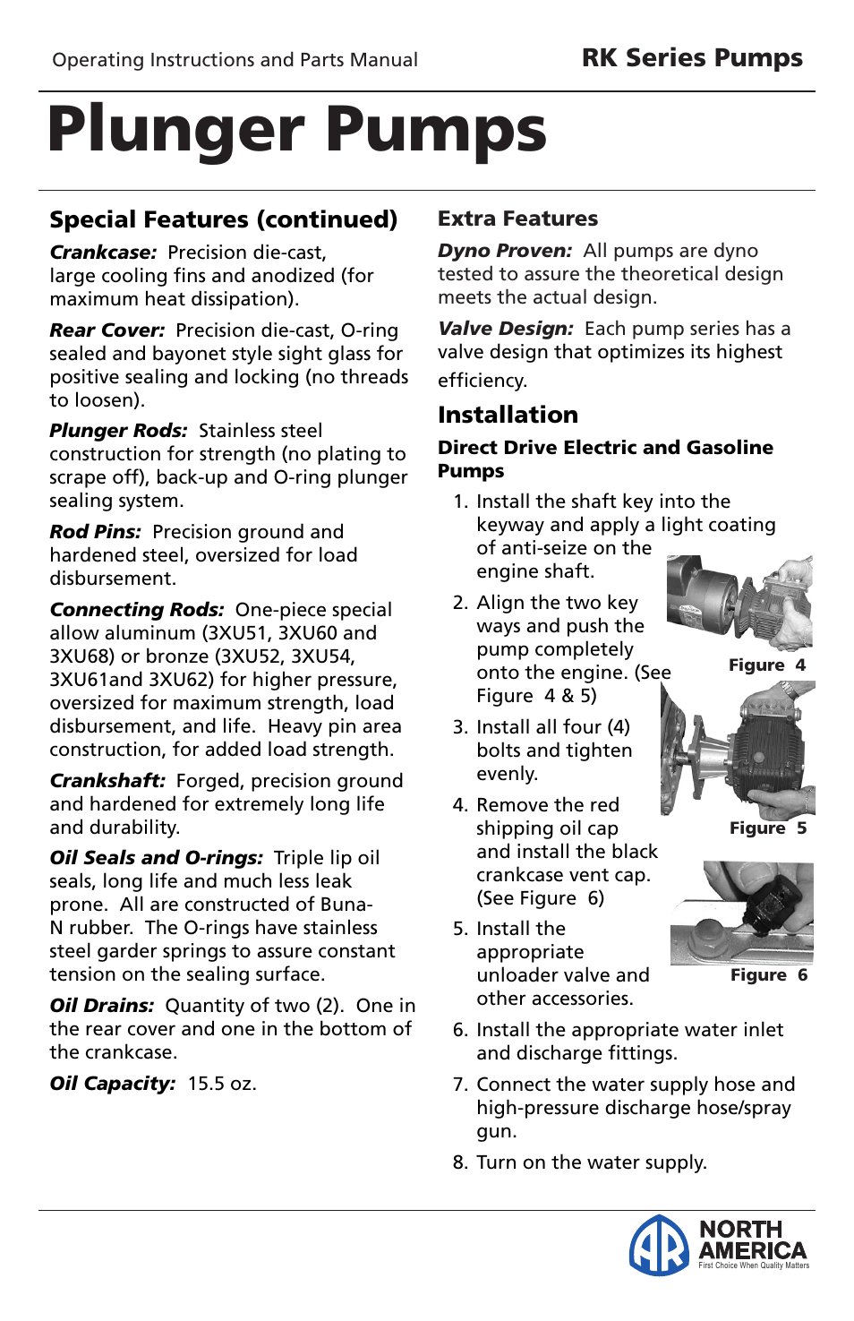 Plunger pumps, Rk series pumps, North america | Vortexx RK Series User Manual | Page 6 / 21