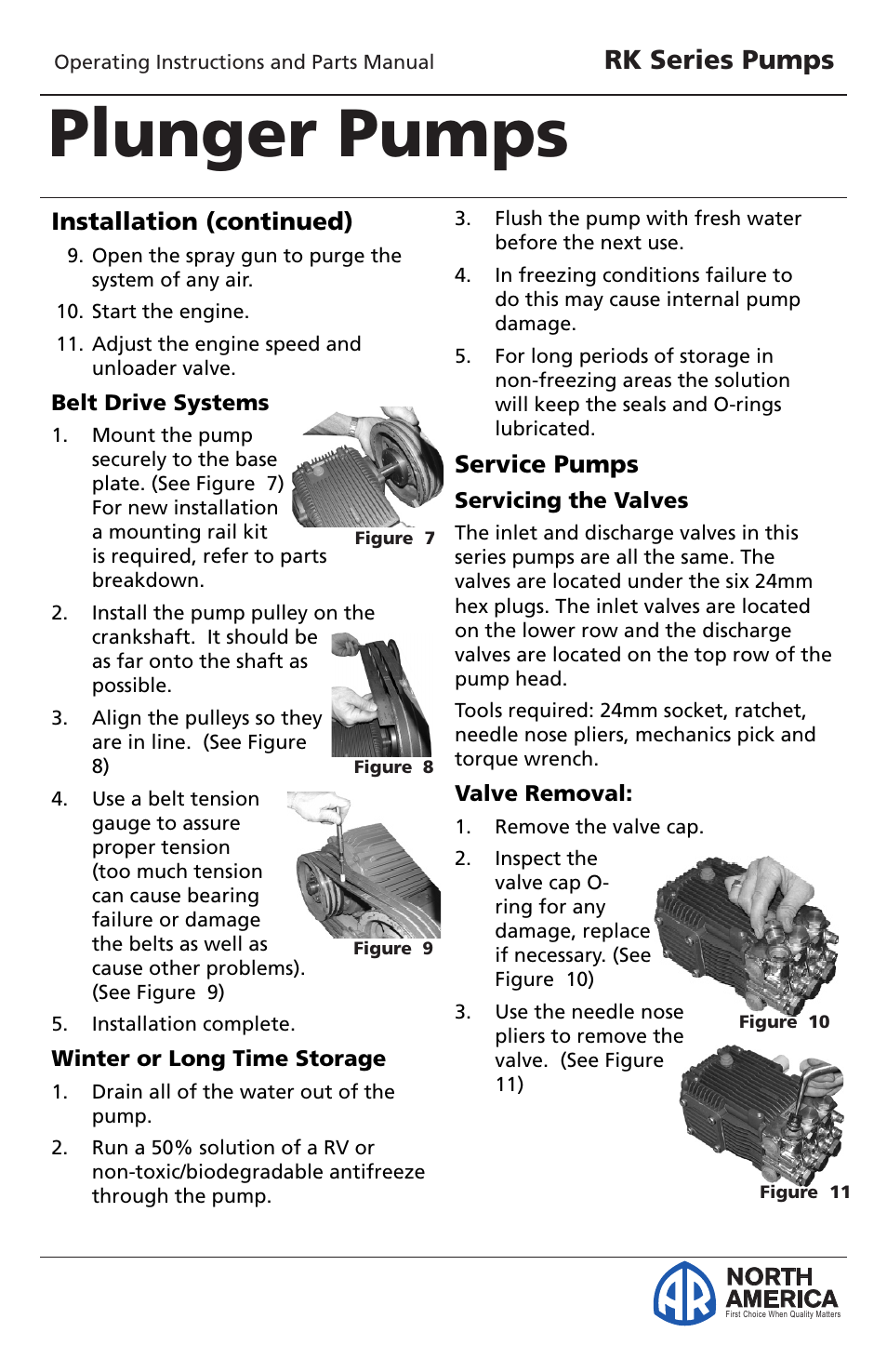 Plunger pumps, Rk series pumps, North america | Vortexx RK Series User Manual | Page 7 / 21