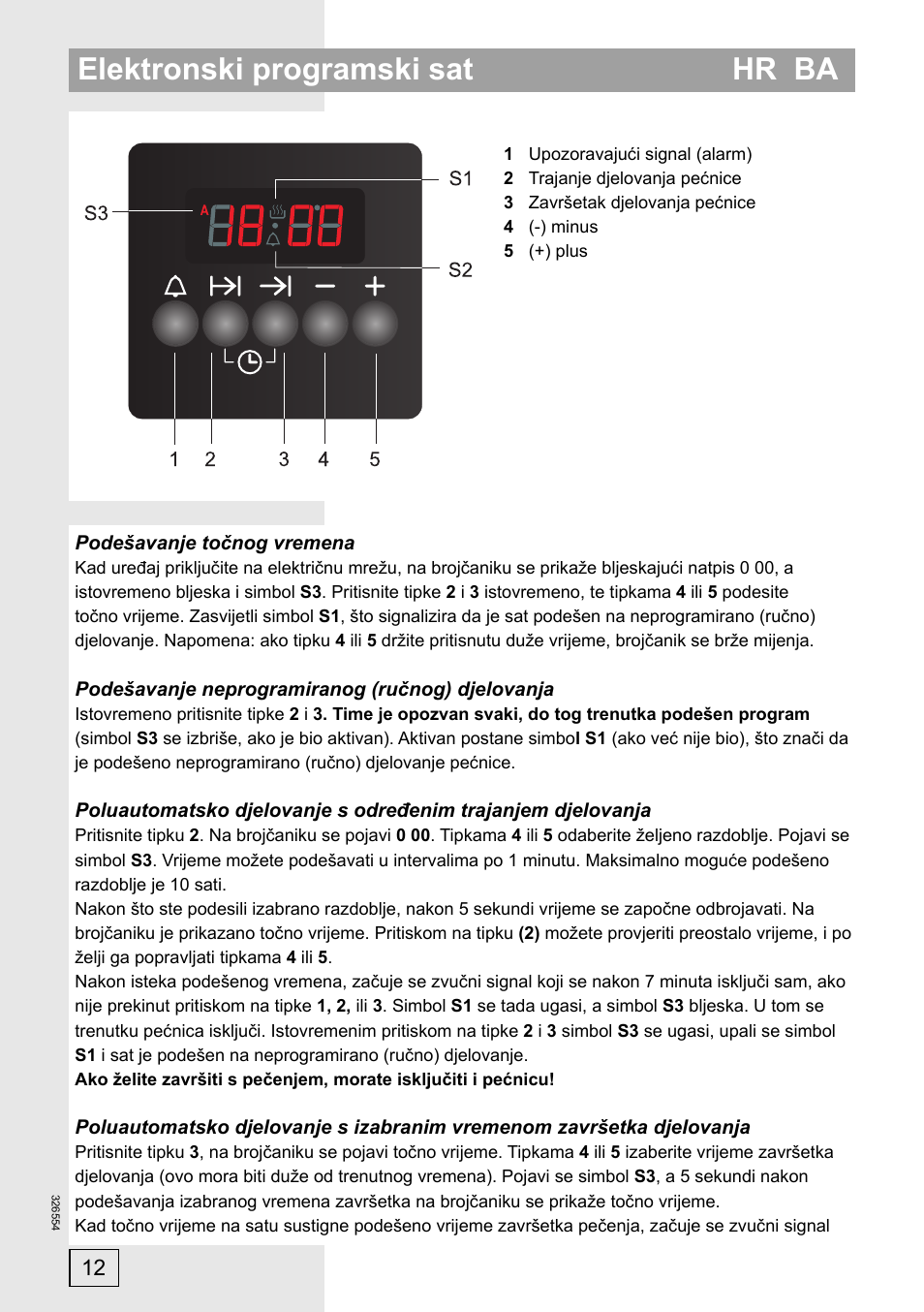 Elektronski programski sat hr ba | Gorenje EC57335AW User Manual | Page 12 / 32
