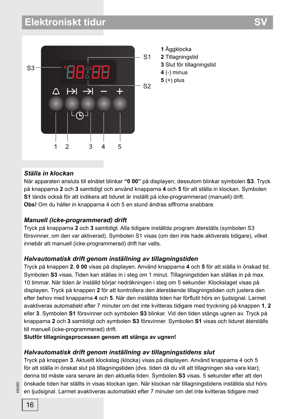 Elektroniskt tidur sv | Gorenje EC57335AW User Manual | Page 16 / 32