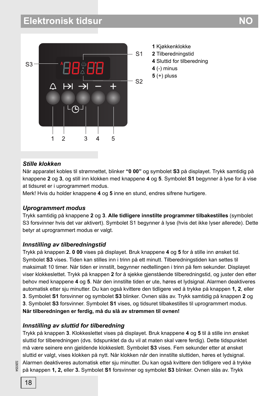 Elektronisk tidsur no | Gorenje EC57335AW User Manual | Page 18 / 32