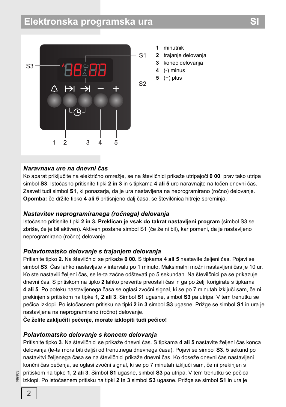 Elektronska programska ura si | Gorenje EC57335AW User Manual | Page 2 / 32