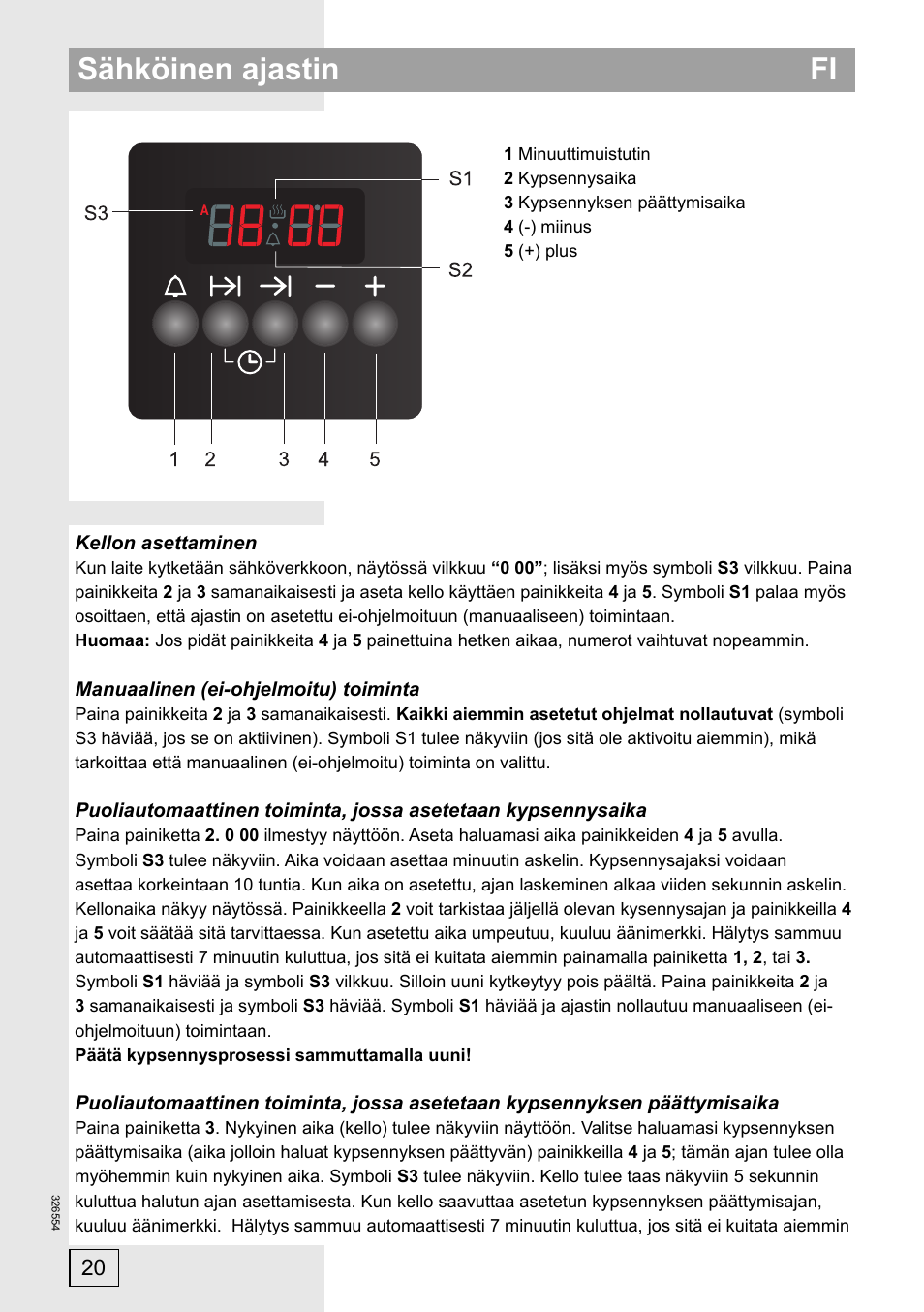 Sähköinen ajastin fi | Gorenje EC57335AW User Manual | Page 20 / 32