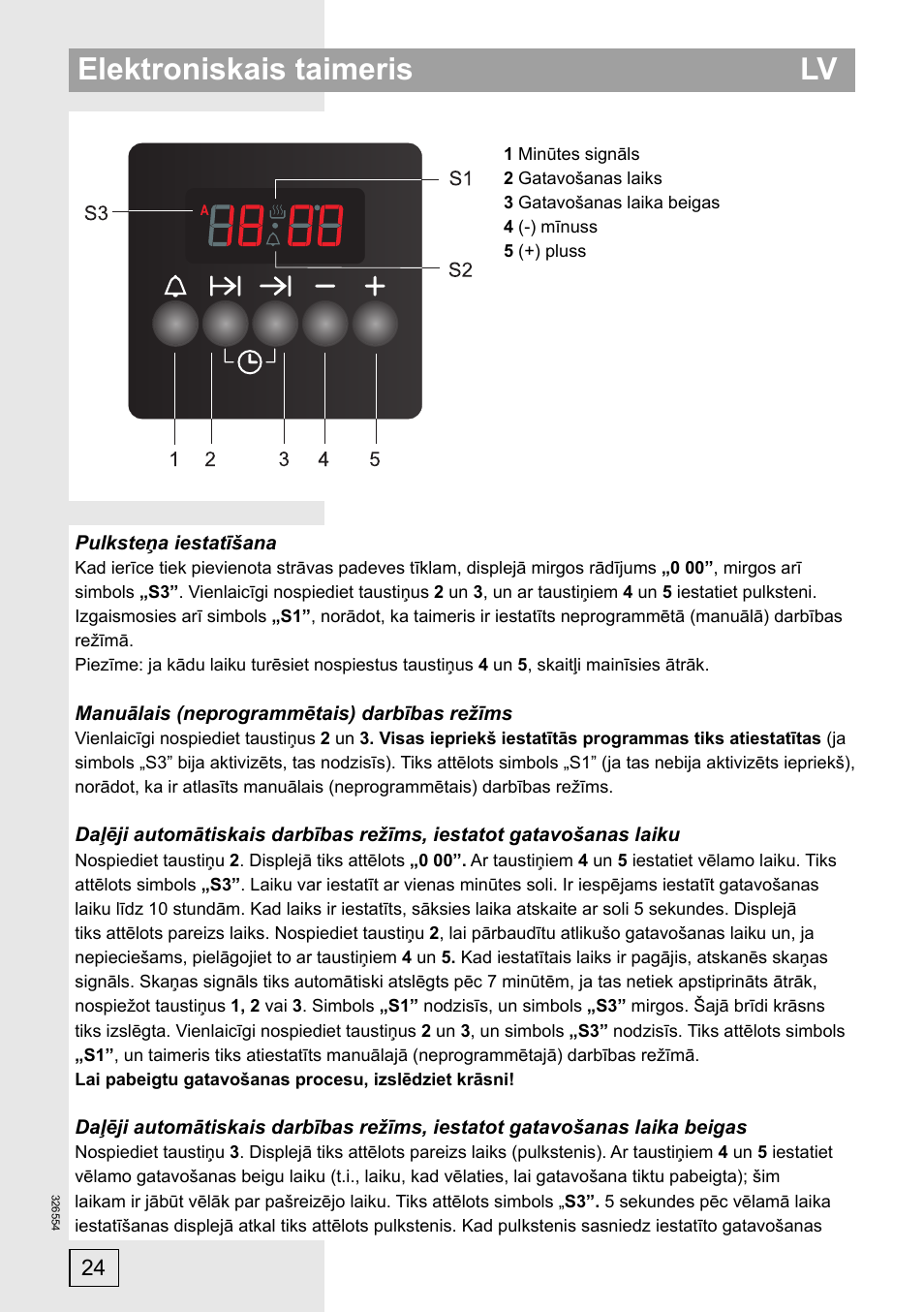 Elektroniskais taimeris lv | Gorenje EC57335AW User Manual | Page 24 / 32