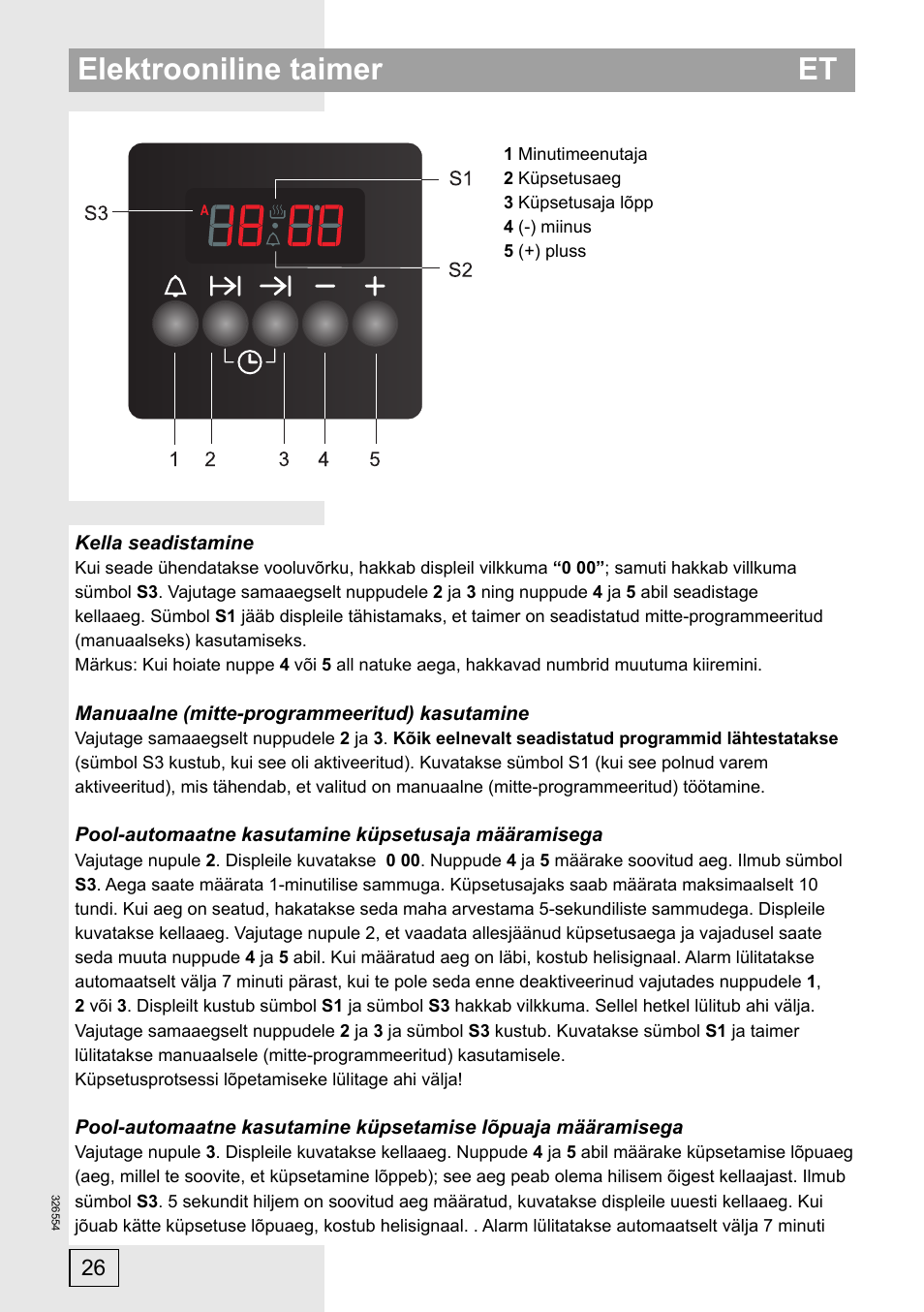 Elektrooniline taimer et | Gorenje EC57335AW User Manual | Page 26 / 32