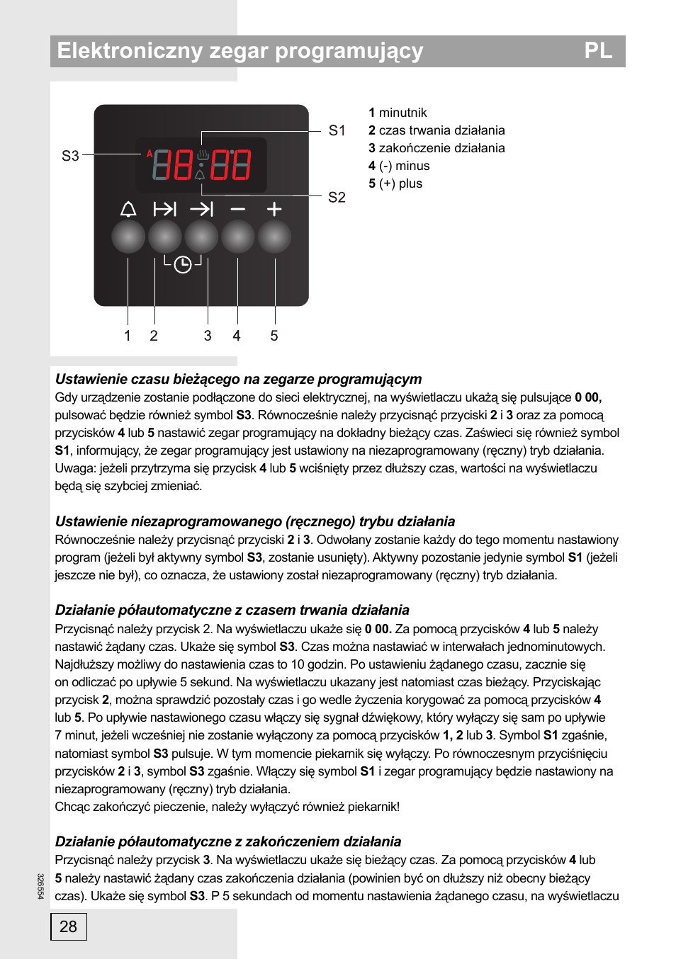 Elektroniczny zegar programujący pl | Gorenje EC57335AW User Manual | Page 28 / 32