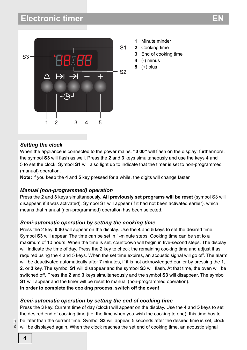 Electronic timer en | Gorenje EC57335AW User Manual | Page 4 / 32