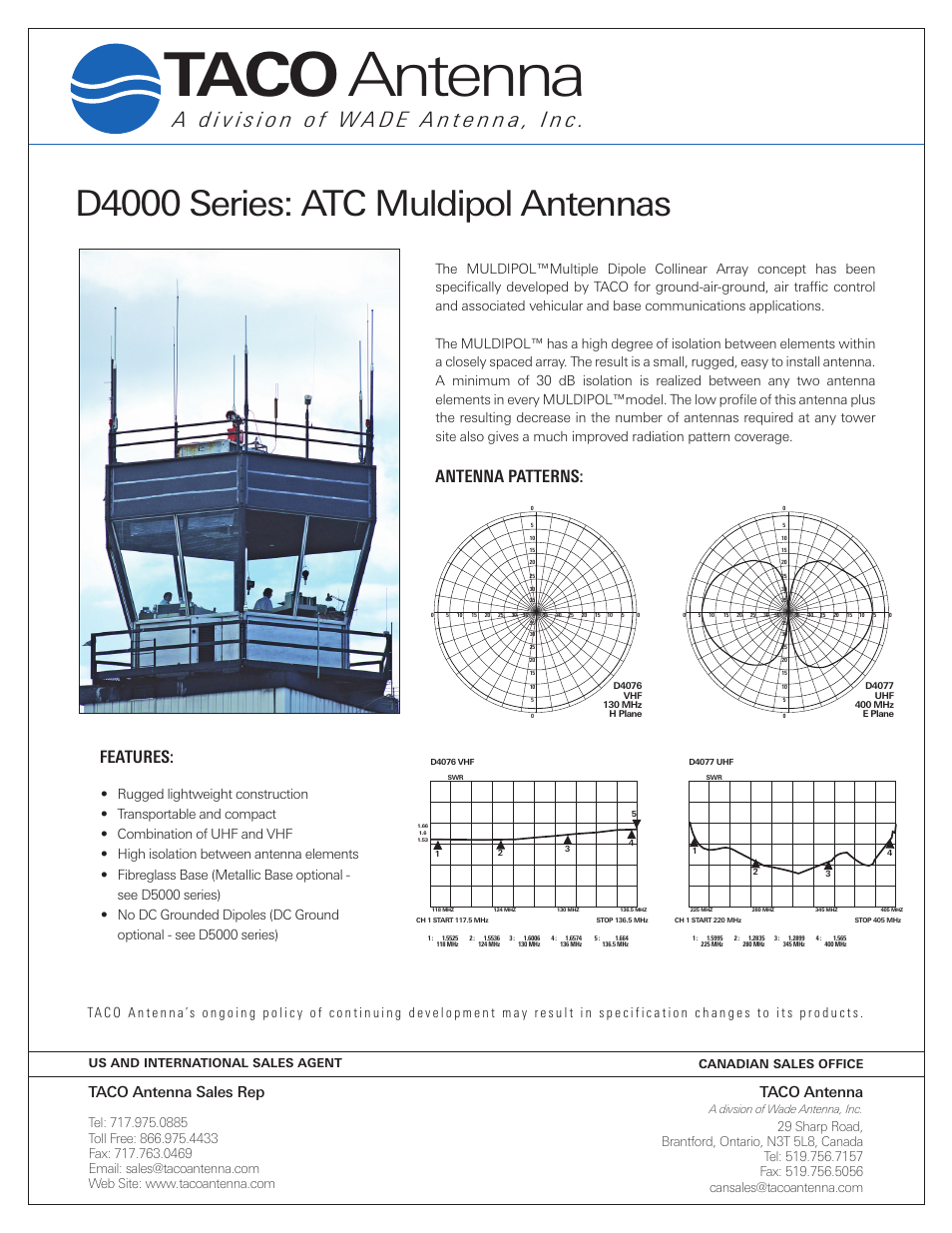 Wade Antenna D4000 Series User Manual | 2 pages